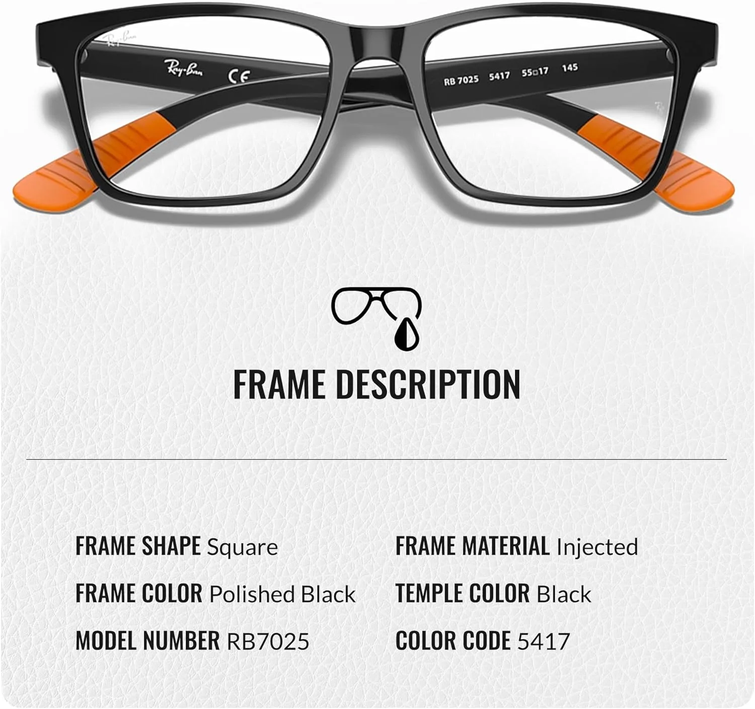 عینک طبی زنانه ری بن مدل RB7025 با فریم مربعی به همراه کیت مراقبت