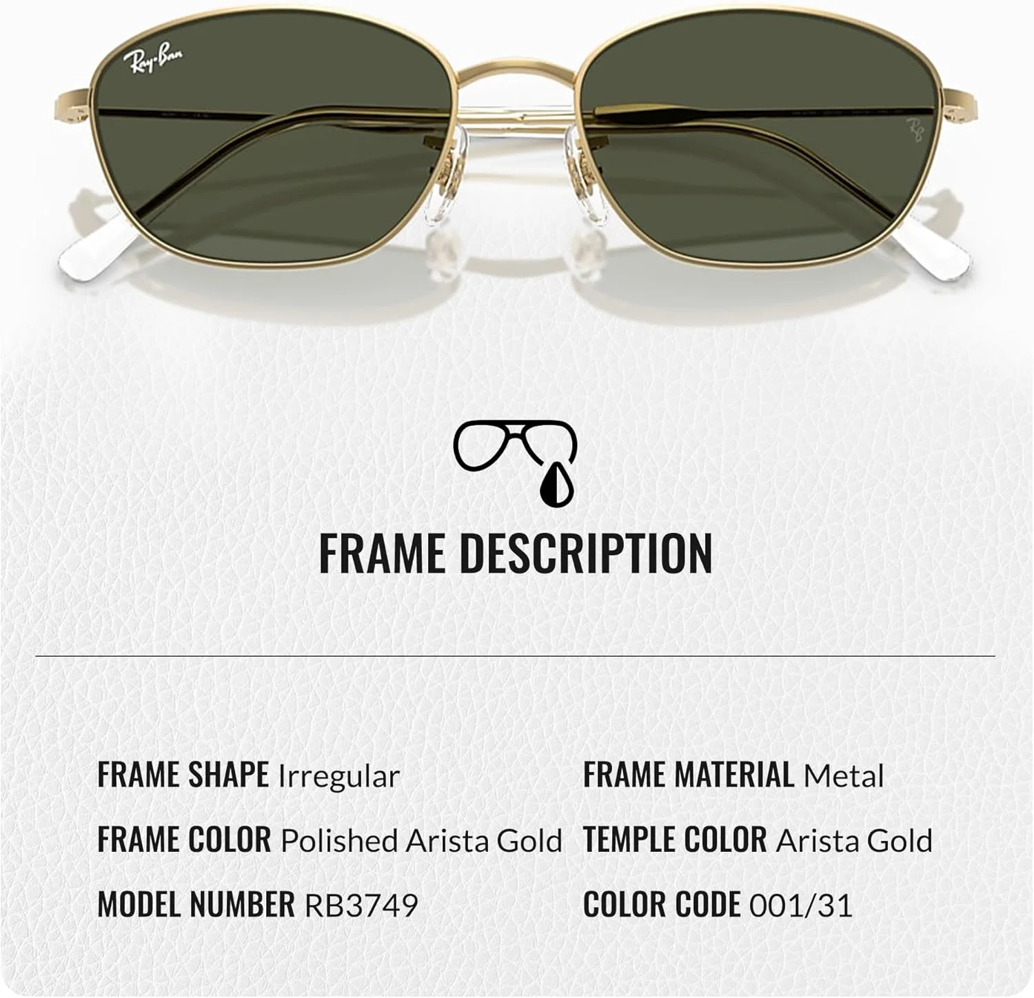 عینک آفتابی ری بن مدل RB3749 با فریم مربعی-گرد به همراه کیت رسمی عینک