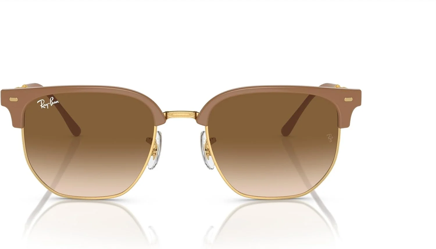 عینک آفتابی زنانه ری بن مدل Rb4416 New Clubmaster، بژ روی طلایی/قهوه ای تدریجی، 53 میلی متر