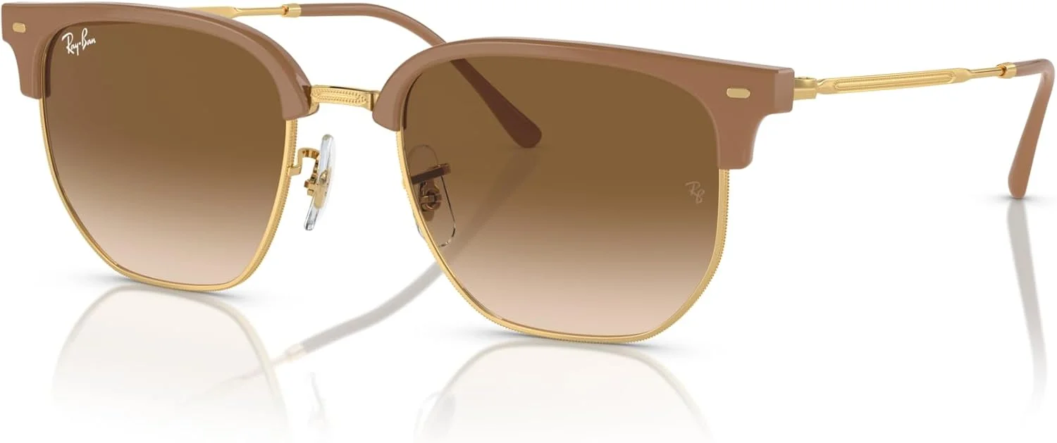 عینک آفتابی زنانه ری بن مدل Rb4416 New Clubmaster، بژ روی طلایی/قهوه ای تدریجی، 53 میلی متر