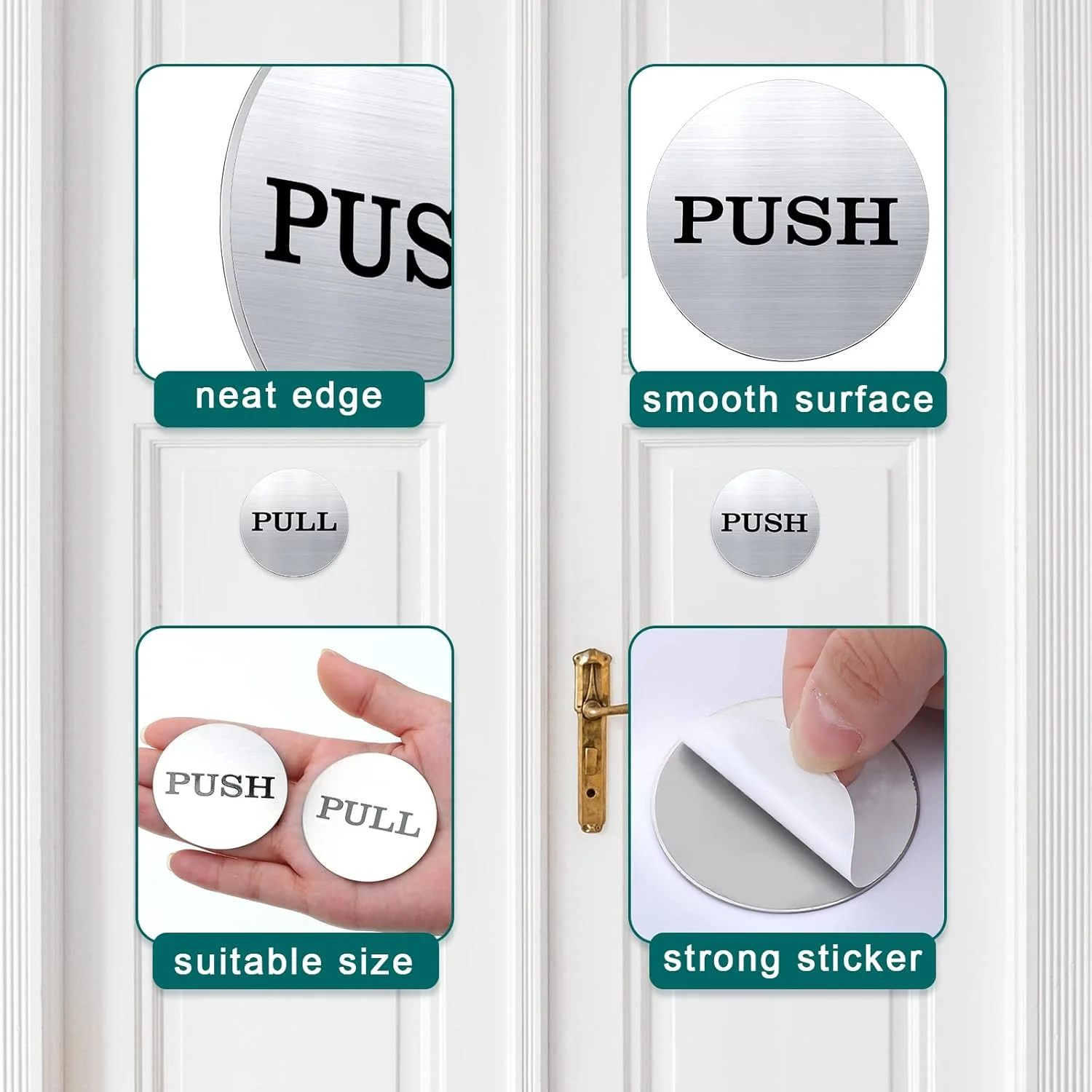 تابلوهای درِ فشاری و کششی گرد Sieral، 20 عدد، 2 اینچی، استیل ضد زنگ 304، برچسب های درِ کششی و فشاری، نقره ای مات، برچسب های ایمنی چسبی برای دفتر کار، خانه، پنجره، کافه، رستوران تابلوهای درِ فشاری و کششی گرد Sieral، 20 عدد، 2 اینچی، استیل ضد زنگ 304، برچسب های درِ کششی و فشاری، نقره ای مات، برچسب های ایمنی چسبی برای دفتر کار، خانه، پنجره، کافه، رستوران