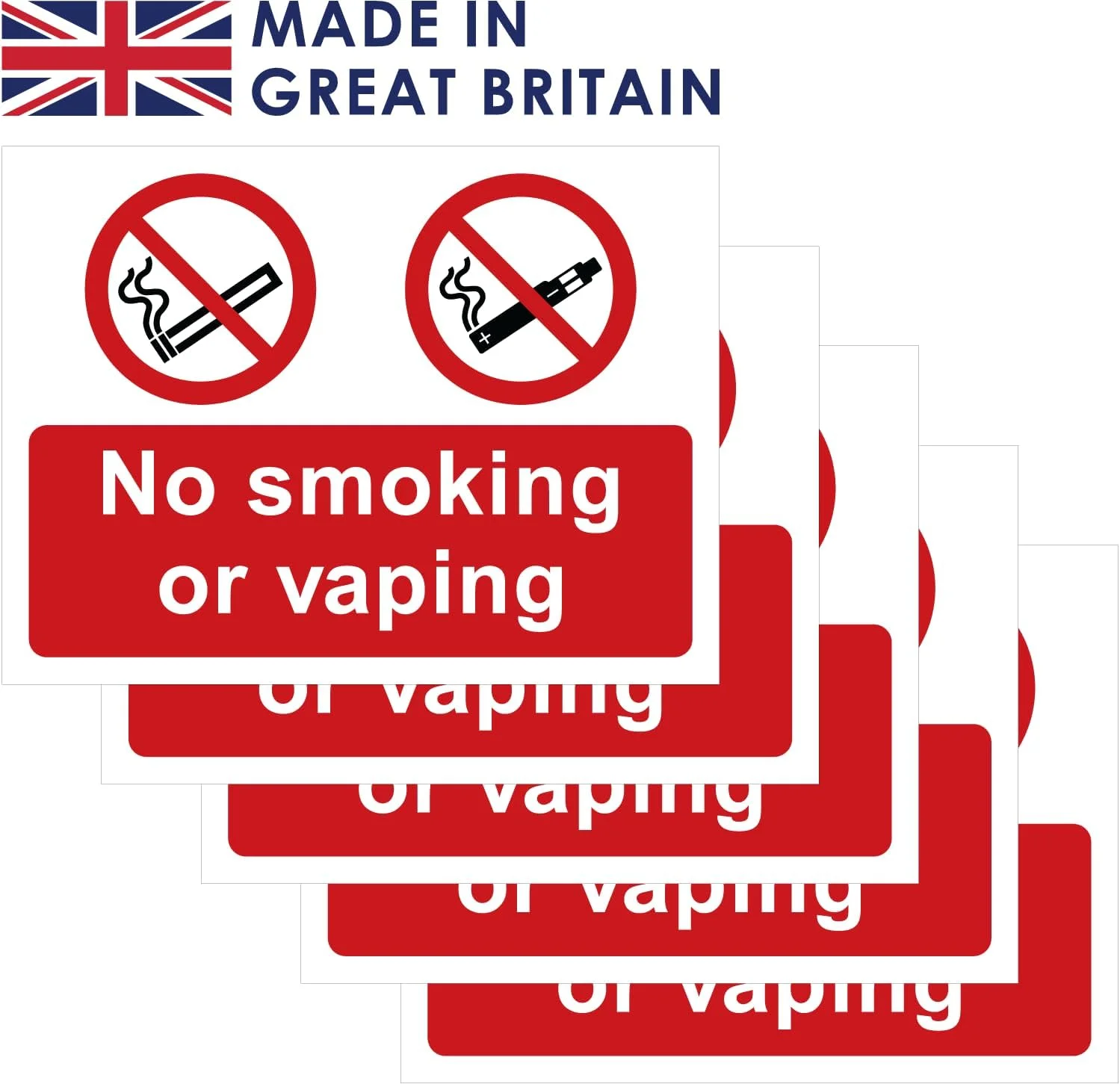 مجموعه 5 عددی علامت ایمنی چسبی سیگنال رنج، ابعاد 135mm x 180mm - سیگار کشیدن و ویپینگ ممنوع