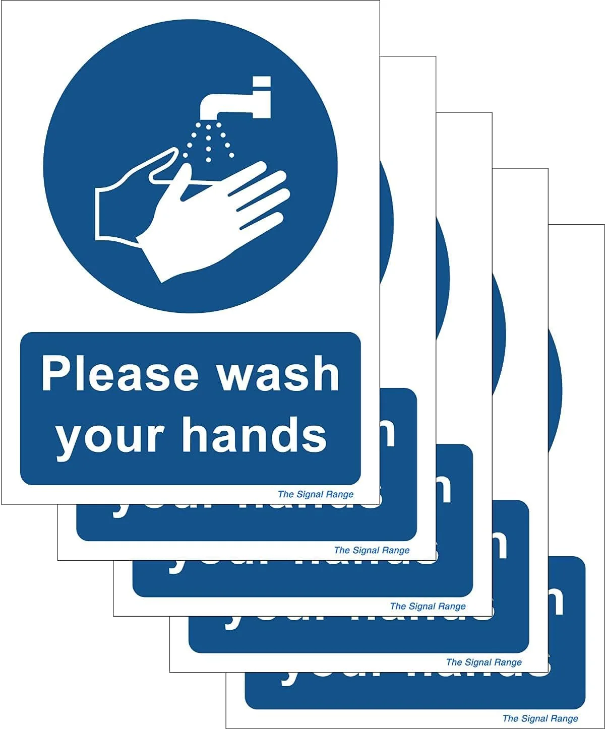 مجموعه 5 عددی علامت ایمنی چسبی سیگنال رنج 135mm x 180mm - لطفا دست های خود را بشویید