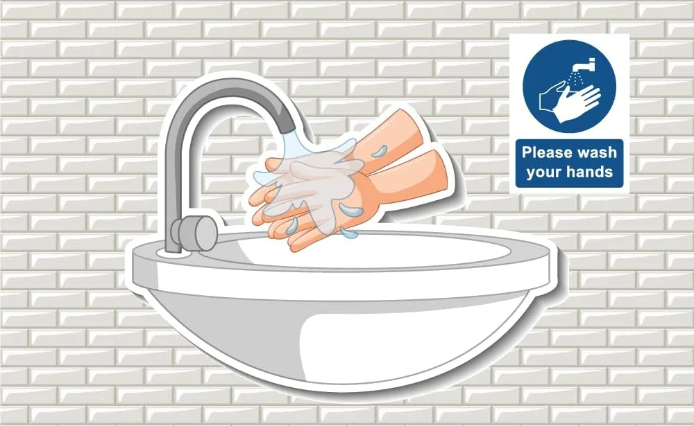 مجموعه 5 عددی علامت ایمنی چسبی سیگنال رنج 135mm x 180mm - لطفا دست های خود را بشویید