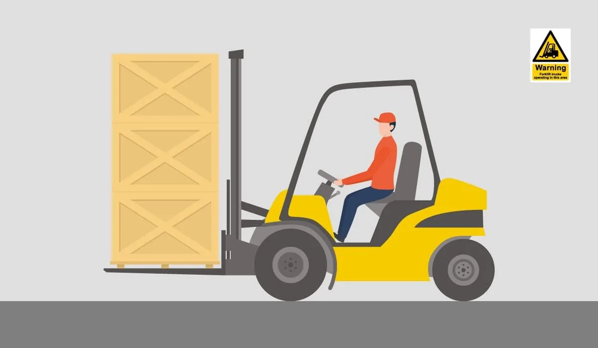 مجموعه 5 عددی تابلوی ایمنی چسبی سیگنال رنج 135mm x 180mm - هشدار تردد لیفتراک در این منطقه