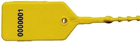 ۱۰۰ عدد بست امنیتی زرد رنگ شماره دار پلمپ پلاستیکی ضد دستکاری مناسب چمدان و مصارف پزشکی