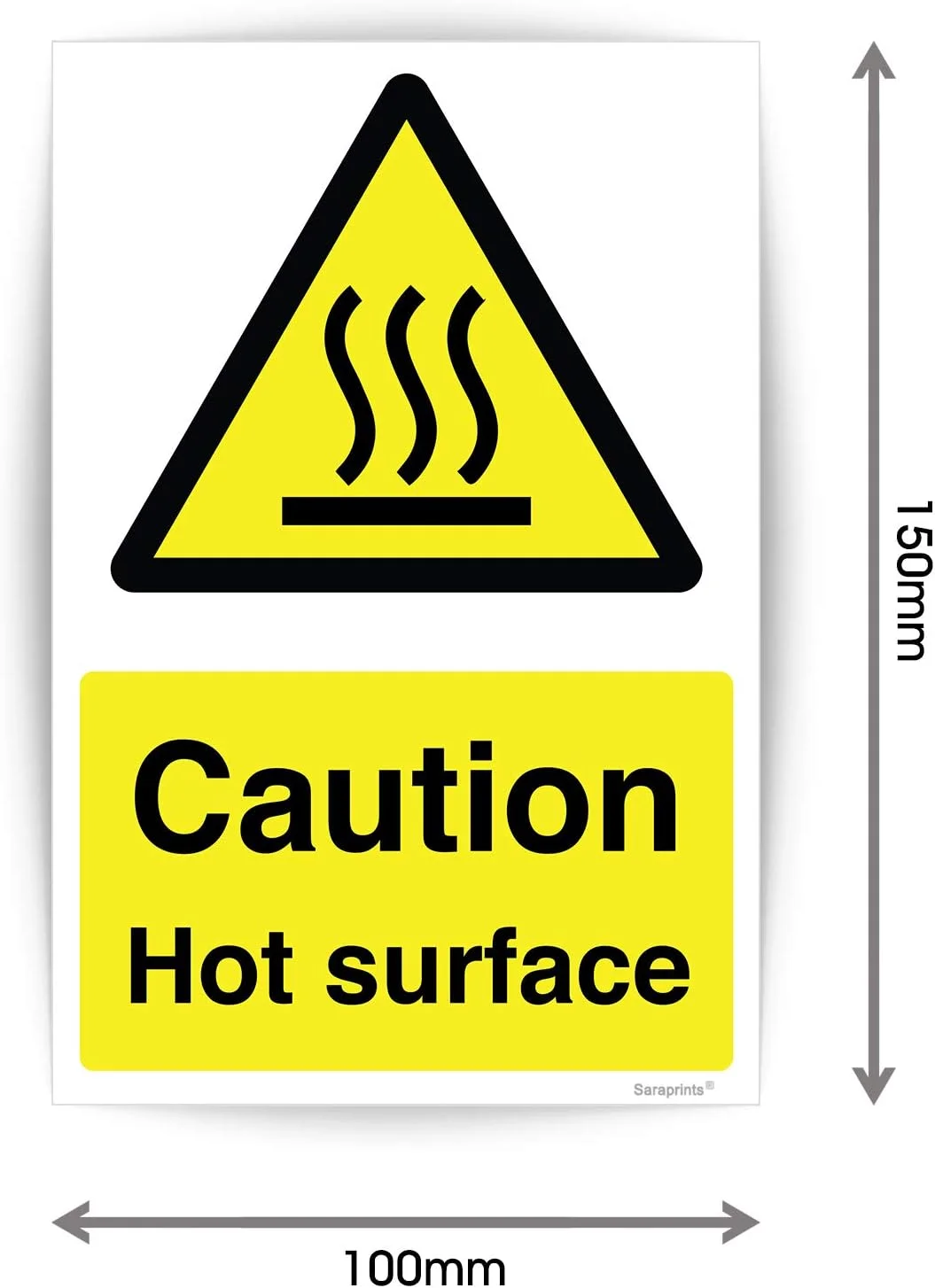 برچسب های احتیاط سطح داغ سارا پرینتز، بسته 5 عددی (100x150 میلی متر) - برچسب ایمنی آشپزخانه سرخ کن