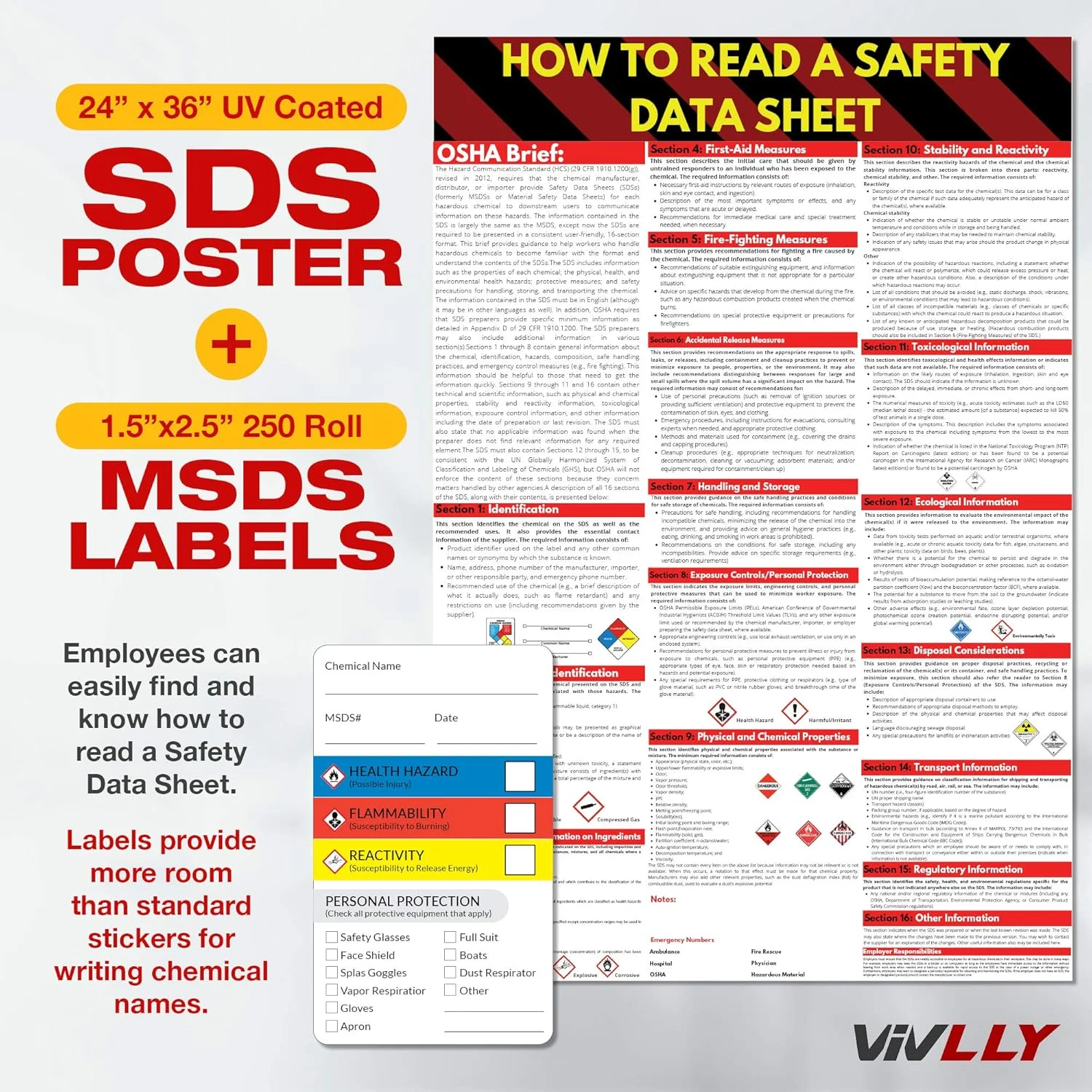 ایستگاه دیواری SDS - پوشه برگه اطلاعات ایمنی مواد 4 حلقه ای 3 اینچی با قفسه سیمی SDS و تابلوی نمایش، زنجیر، سخت افزار نصب، پوستر SDS، برچسب های MSDS - پوشه زرد OSHA دو زبانه سنگین ایستگاه دیواری SDS - پوشه برگه اطلاعات ایمنی مواد 4 حلقه ای 3 اینچی با قفسه سیمی SDS و تابلوی نمایش، زنجیر، سخت افزار نصب، پوستر SDS، برچسب های MSDS - پوشه زرد OSHA دو زبانه سنگین