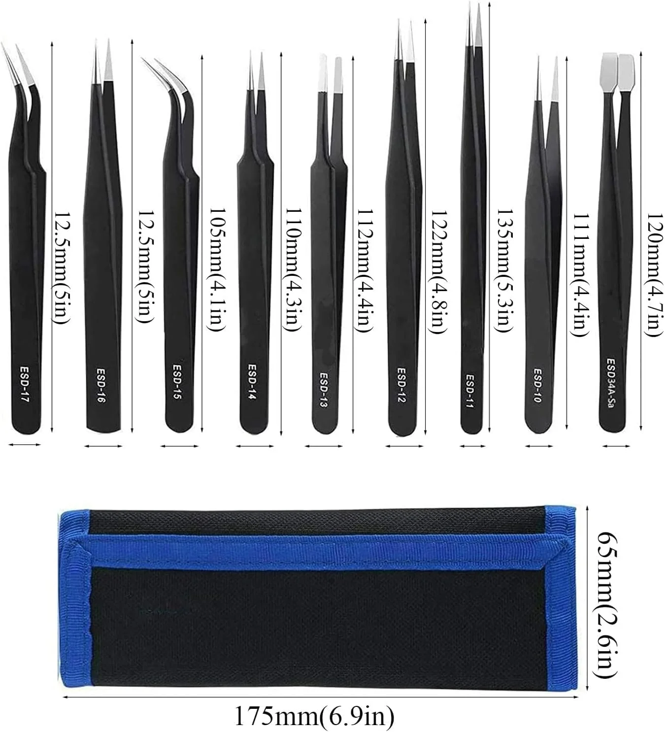 ست موچین استیل Miqzwers، ست 9 عددی موچین ضد الکتریسیته ساکن ESD حرفه ای برای ابرو، مناسب برای کارهای دستی، جواهرات، الکترونیک و آزمایشگاه (9 عدد) ست موچین استیل Miqzwers، ست 9 عددی موچین ضد الکتریسیته ساکن ESD حرفه ای برای ابرو، مناسب برای کارهای دستی، جواهرات، الکترونیک و آزمایشگاه (9 عدد)