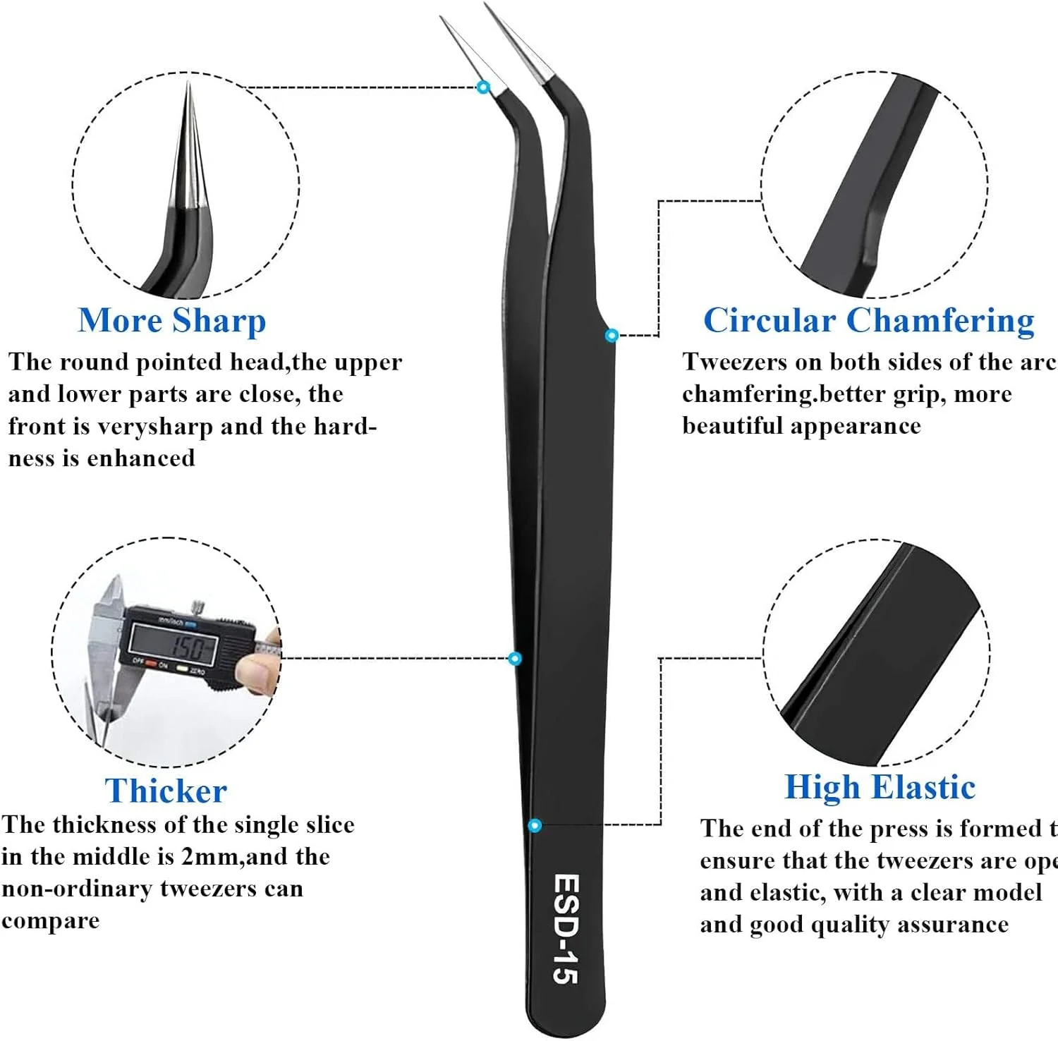 ست موچین استیل Miqzwers، ست 9 عددی موچین ضد الکتریسیته ساکن ESD حرفه ای برای ابرو، مناسب برای کارهای دستی، جواهرات، الکترونیک و آزمایشگاه (9 عدد) ست موچین استیل Miqzwers، ست 9 عددی موچین ضد الکتریسیته ساکن ESD حرفه ای برای ابرو، مناسب برای کارهای دستی، جواهرات، الکترونیک و آزمایشگاه (9 عدد)