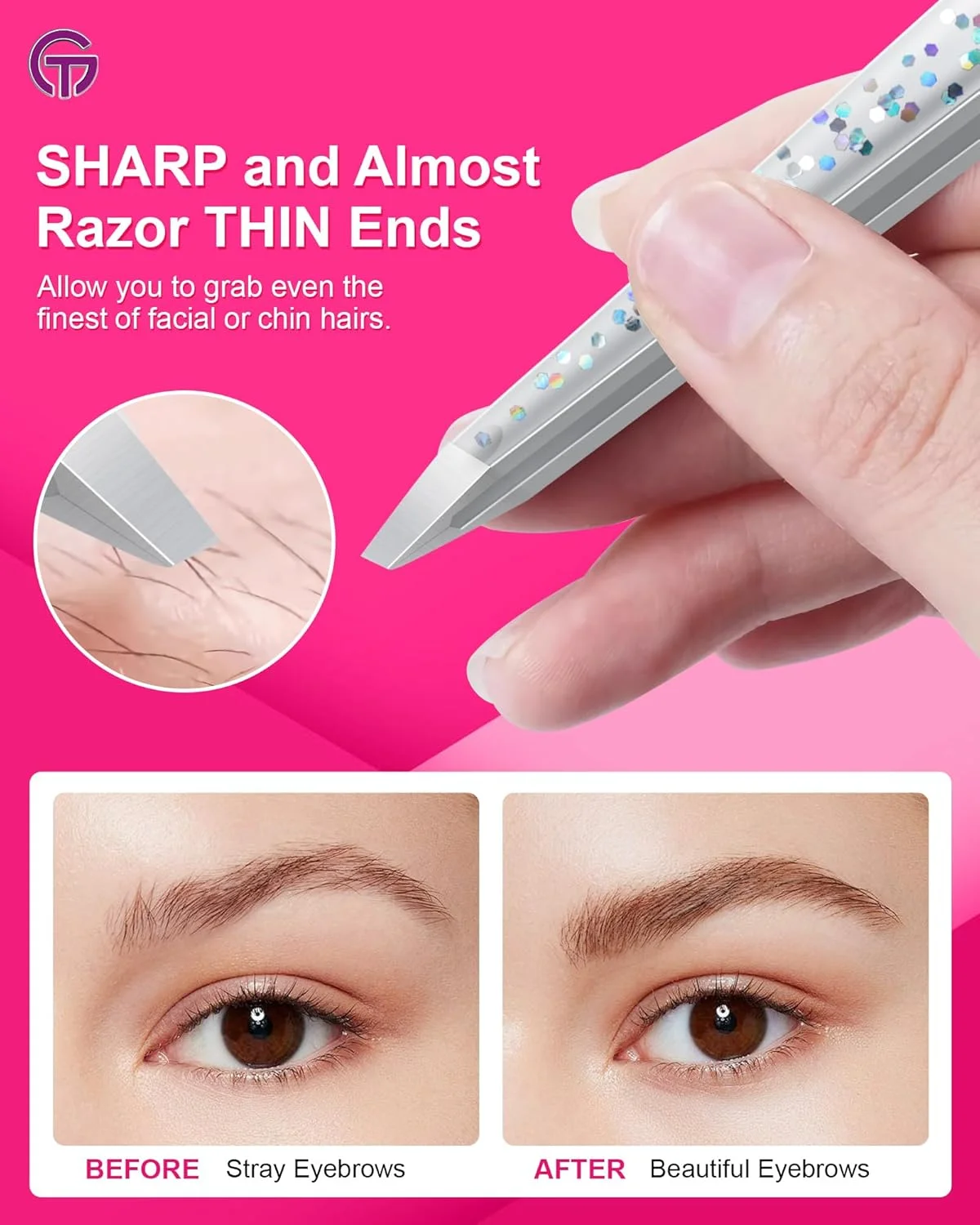 موچین حرفه ای برداشتن موی ابرو با کیف چرمی، موچین استیل ضد زنگ نوک اریب با دقت بالا GlamTweeler برای آقایان و بانوان (نقره ای براق) موچین حرفه ای برداشتن موی ابرو با کیف چرمی، موچین استیل ضد زنگ نوک اریب با دقت بالا GlamTweeler برای آقایان و بانوان (نقره ای براق)