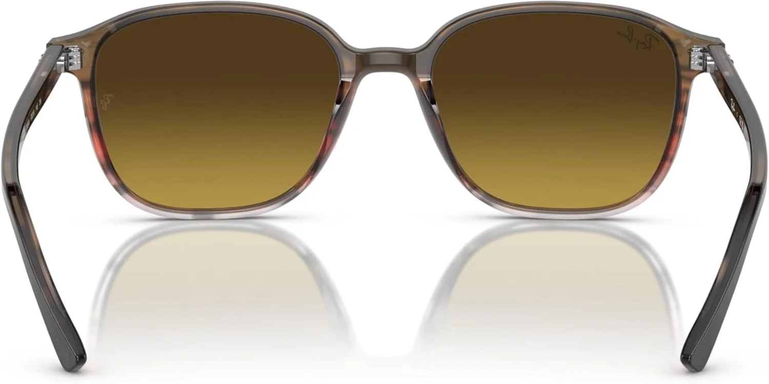 عینک آفتابی унисекс Ray-Ban، فریم راه راه قهوه ای و قرمز، لنزهای قهوه ای، 53 میلی متر، فریم راه راه قهوه ای و قرمز، لنزهای قهوه ای، 53 میلی متر