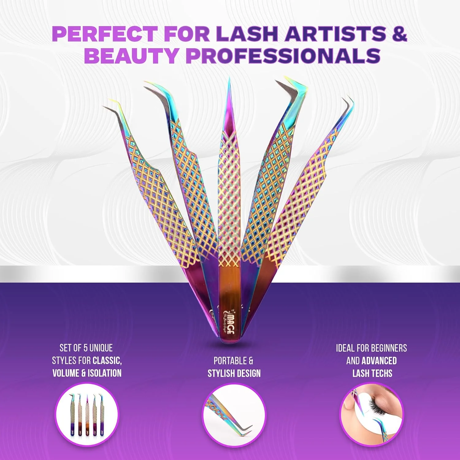 ست موچین مژه فولاد ژاپنی IMAGE شامل 5 عدد با کیف چرمی، موچین مژه حرفه ای برای اکستنشن مژه - نوک های روکش تیتانیوم، 90 و 45 درجه، موچین اکستنشن مژه نوک تیز (چند رنگ) ست موچین مژه فولاد ژاپنی IMAGE شامل 5 عدد با کیف چرمی، موچین مژه حرفه ای برای اکستنشن مژه - نوک های روکش تیتانیوم، 90 و 45 درجه، موچین اکستنشن مژه نوک تیز (چند رنگ)