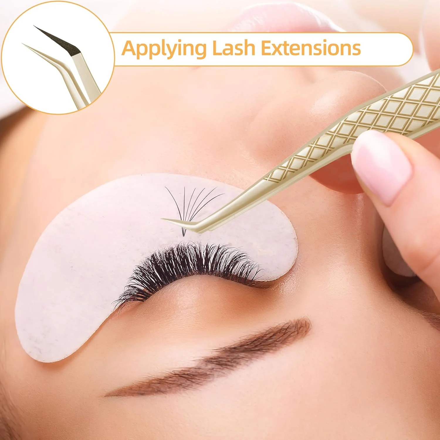 موچین مژه MGER برای اکستنشن مژه، الماس گیره 45 درجه نوک فیبر موچین اکستنشن مژه والیوم، طلایی (موچین 45 درجه) موچین مژه MGER برای اکستنشن مژه، الماس گیره 45 درجه نوک فیبر موچین اکستنشن مژه والیوم، طلایی (موچین 45 درجه)