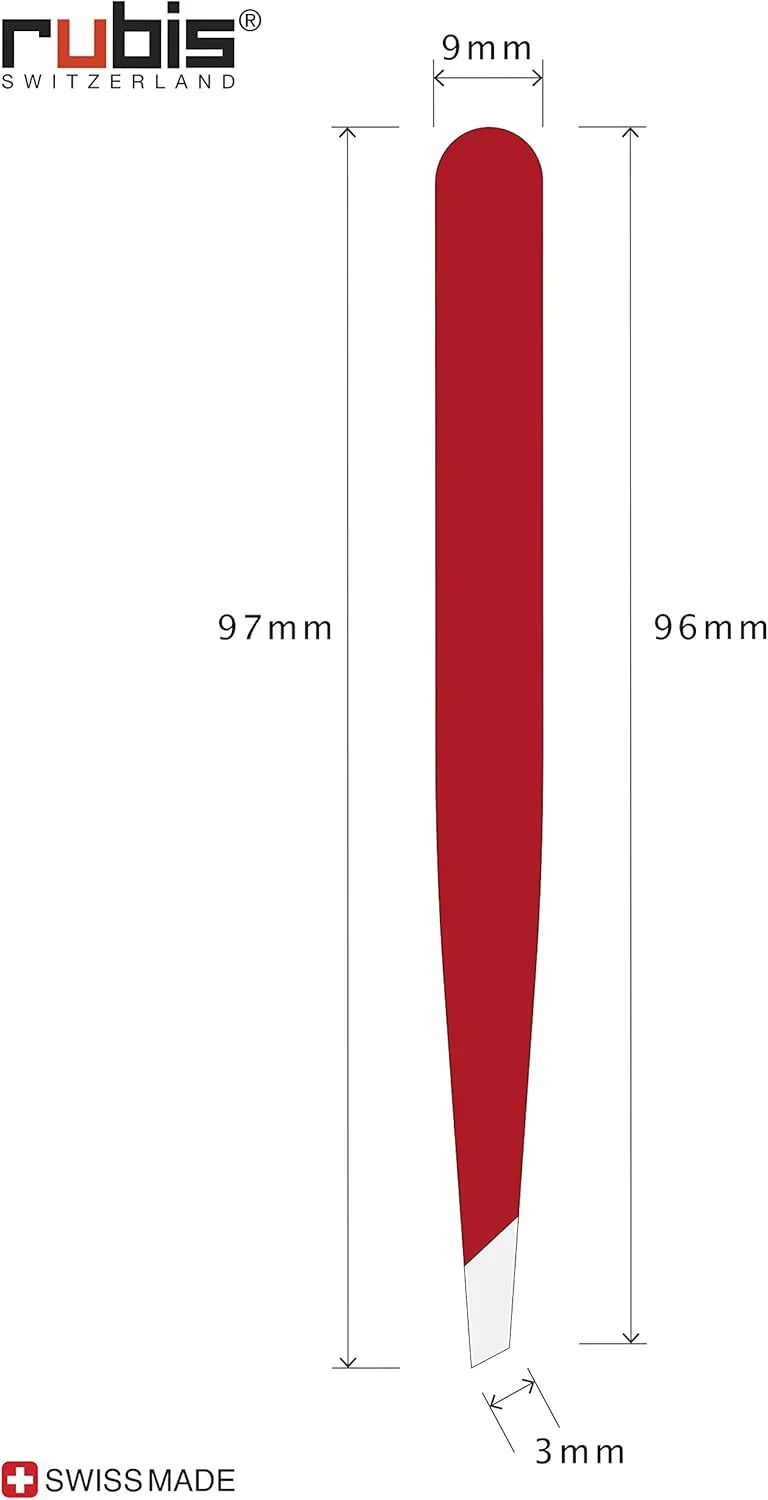 Rubis Tweezers Action Painting - Oblique, Fine and Pointed - Tweezers for Eyebrow Plucking - Slanted Tip for Hair Removal - Professional Tweezers - Red Rubis Tweezers Action Painting - Oblique, Fine and Pointed - Tweezers for Eyebrow Plucking - Slanted Tip for Hair Removal - Professional Tweezers - Red