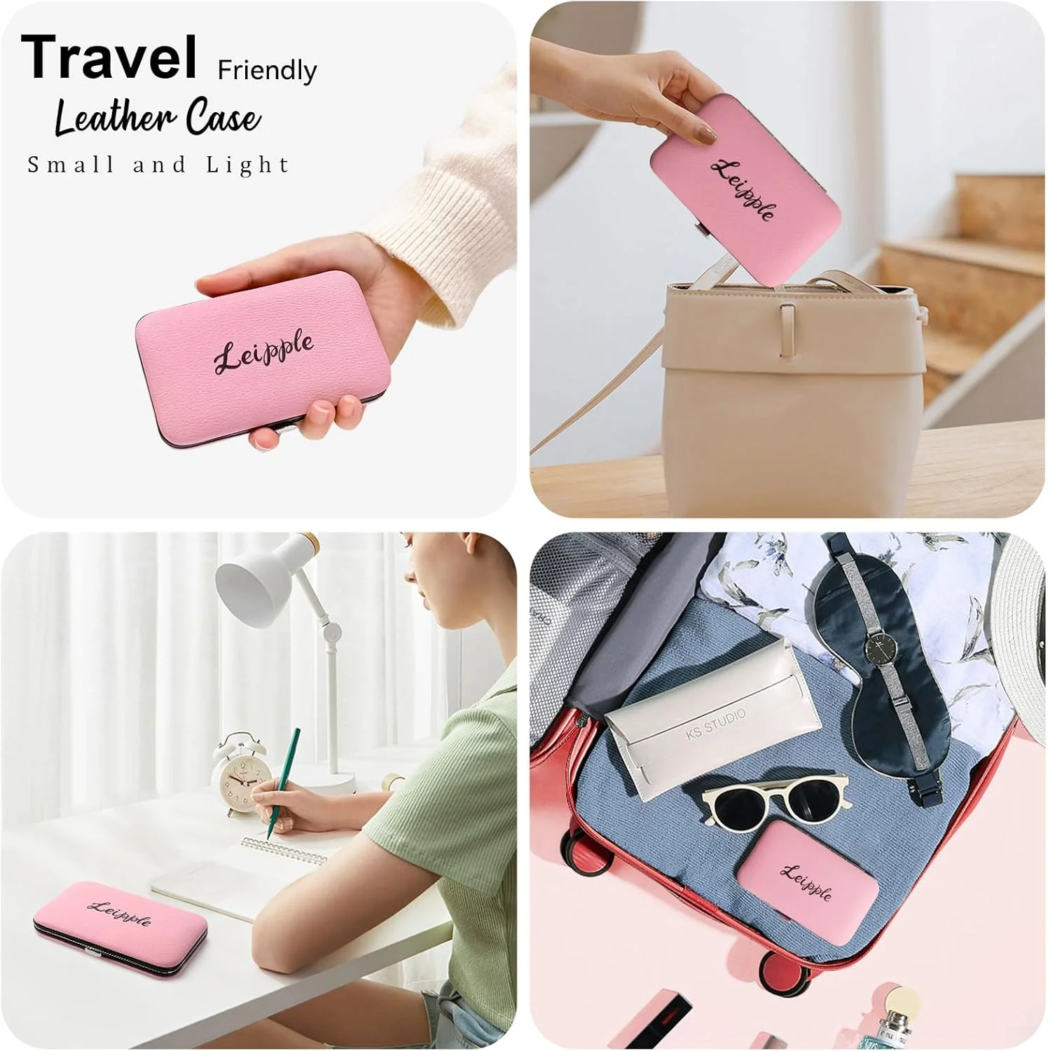 موچین زنانه Leipple برای موهای صورت - ست موچین دقیق با کیف مسافرتی - استیل ضد زنگ با قیچی و آینه (صورتی) موچین زنانه Leipple برای موهای صورت - ست موچین دقیق با کیف مسافرتی - استیل ضد زنگ با قیچی و آینه (صورتی)