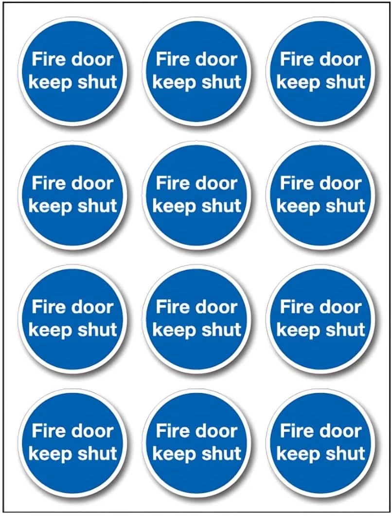 برچسب های درب آتش نشانی V Safety - بسته 12 عددی برچسب ایمنی 75 میلی متری - علائم ایمنی آتش نشانی وینیل خود چسب برای درها