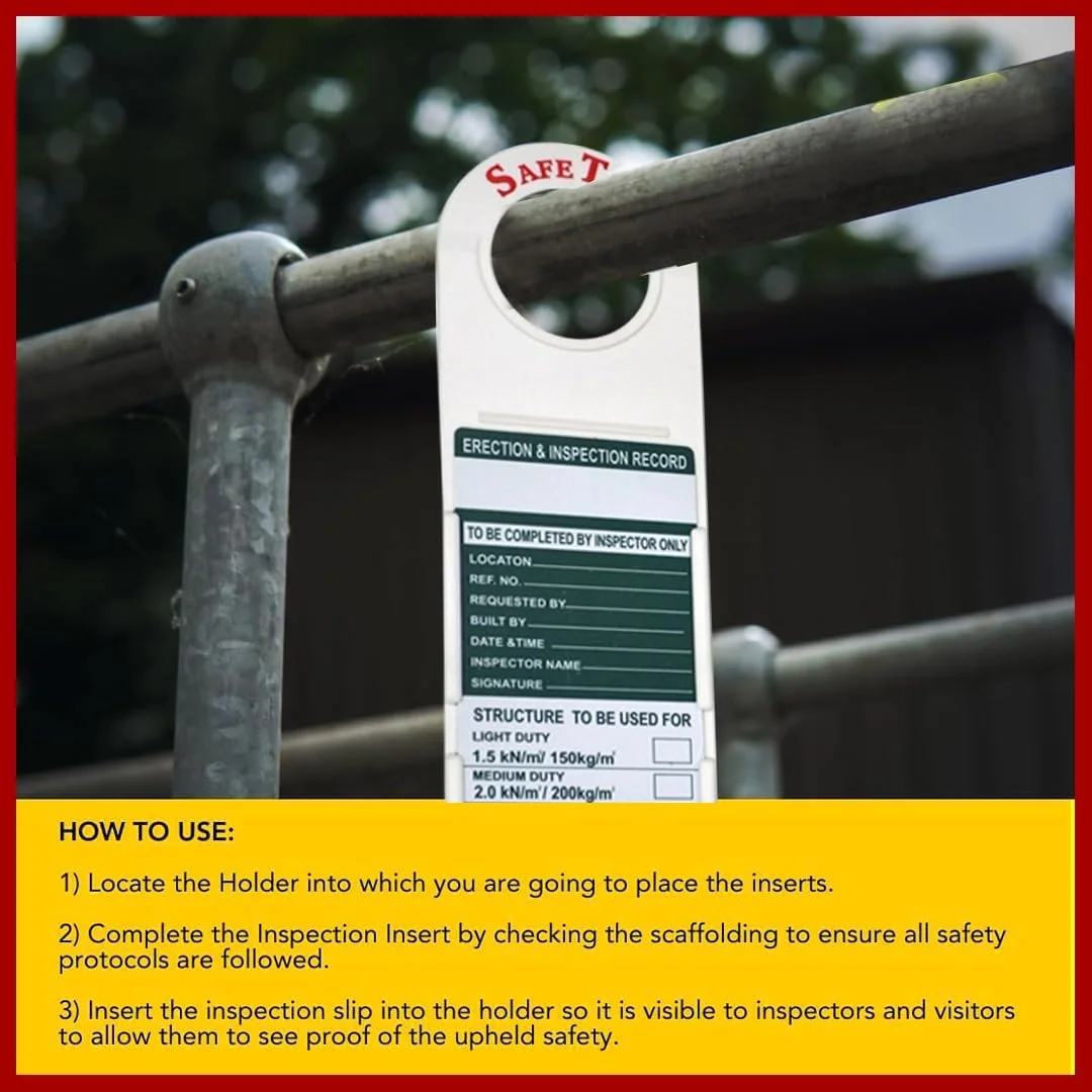 مجموعه 32 عددی شامل 10 نگهدارنده وضعیت داربست، 20 برگه درج اطلاعات و 2 قلم مارکر، برچسب بازرسی ایمنی ساخت داربست، علامت هشدار عدم استفاده از داربست