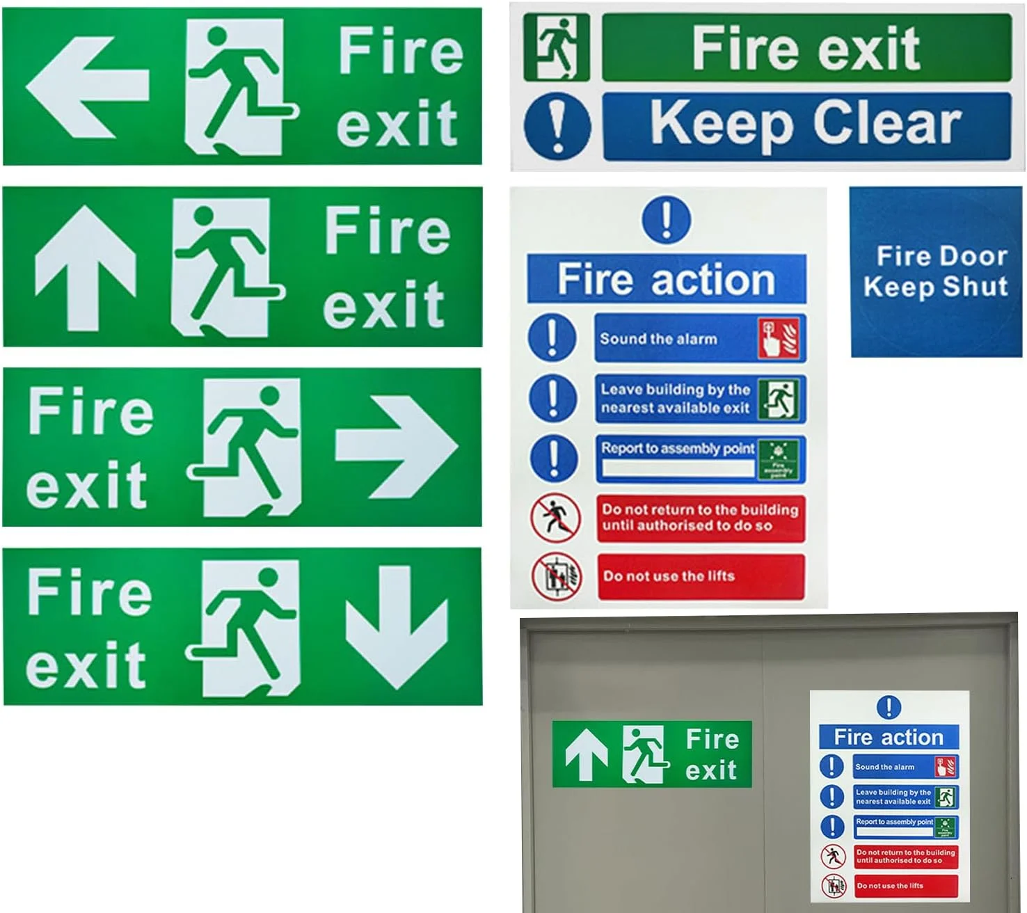 برچسب علامت خروج با پشت چسب دار، نشانگر راهنمای جهت دار برای ایمنی ساختمان، برچسب های اعلانات خود چسب برای درها و دیوارها، مناسب برای دفاتر، هتل ها، ساختمان های مسکونی