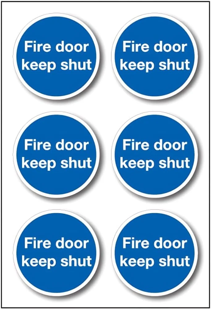 برچسب های ایمنی درب ضد حریق - بسته 6 عددی برچسب ایمنی 75 میلی متری - علائم ایمنی آتش نشانی وینیل خود چسب برای درب ها