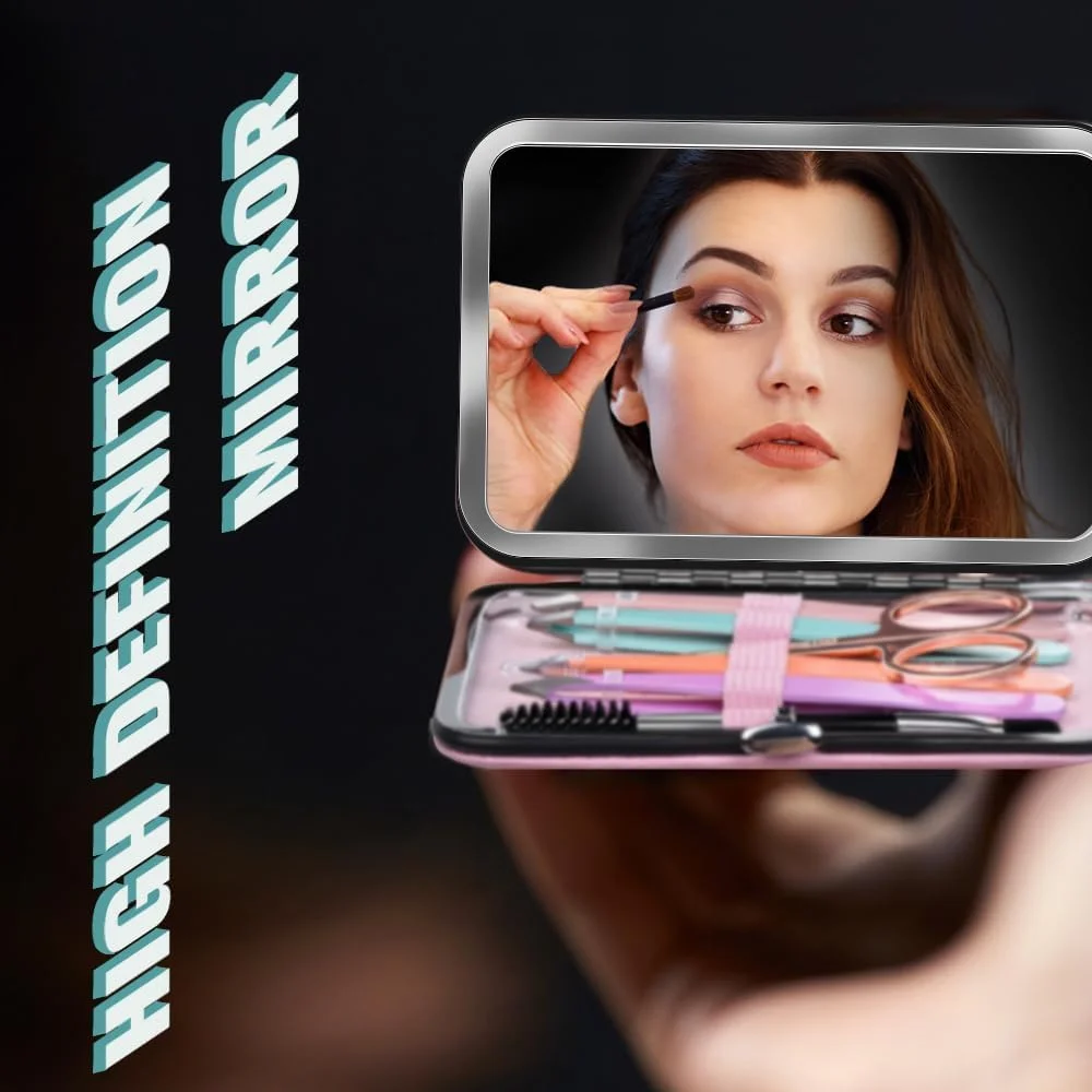 ست موچین KASTWAVE، موچین مژه استیل ضد زنگ، با کیف مسافرتی، قیچی و آینه، موچین دقیق برای موهای زیرپوستی، موهای صورت، برداشتن خرده ها، برای زنان و مردان