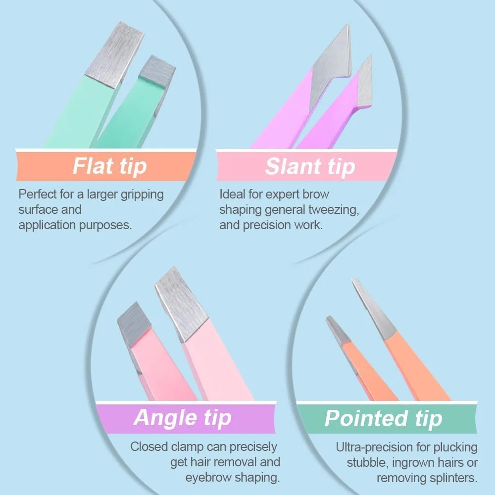 ست موچین KASTWAVE، موچین مژه استیل ضد زنگ، با کیف مسافرتی، قیچی و آینه، موچین دقیق برای موهای زیرپوستی، موهای صورت، برداشتن خرده ها، برای زنان و مردان