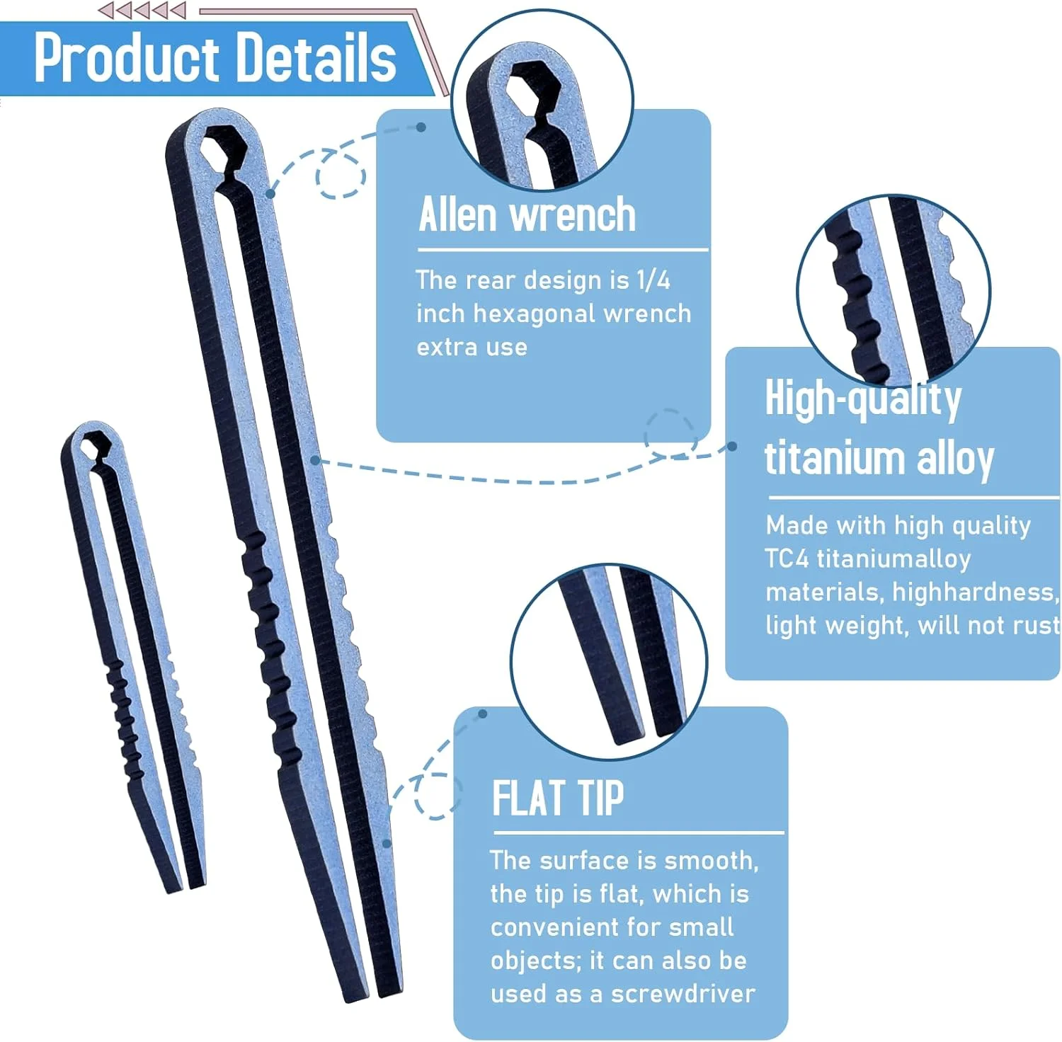 KALIONE 2 عدد موچین مینی تیتانیومی، موچین EDC، موچین آلیاژ تیتانیوم قابل حمل، موچین دقیق، موچین کوچک قابل حمل برای مسافرت، موچین برای برداشتن اشیا، مناسب برای کمپینگ و ابزار فضای باز (آبی) KALIONE 2 عدد موچین مینی تیتانیومی، موچین EDC، موچین آلیاژ تیتانیوم قابل حمل، موچین دقیق، موچین کوچک قابل حمل برای مسافرت، موچین برای برداشتن اشیا، مناسب برای کمپینگ و ابزار فضای باز (آبی)