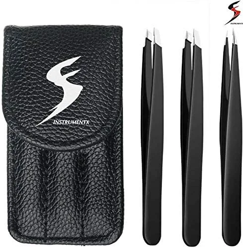 موچین حرفه ای نوک کج SS INSTRUMENTX برای موهای صورت زنان و مردان، موچین استیل ضد زنگ دقیق برای موهای زیر پوستی (مشکی مات) موچین حرفه ای نوک کج SS INSTRUMENTX برای موهای صورت زنان و مردان، موچین استیل ضد زنگ دقیق برای موهای زیر پوستی (مشکی مات)
