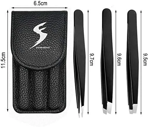 موچین حرفه ای نوک کج SS INSTRUMENTX برای موهای صورت زنان و مردان، موچین استیل ضد زنگ دقیق برای موهای زیر پوستی (مشکی مات) موچین حرفه ای نوک کج SS INSTRUMENTX برای موهای صورت زنان و مردان، موچین استیل ضد زنگ دقیق برای موهای زیر پوستی (مشکی مات)