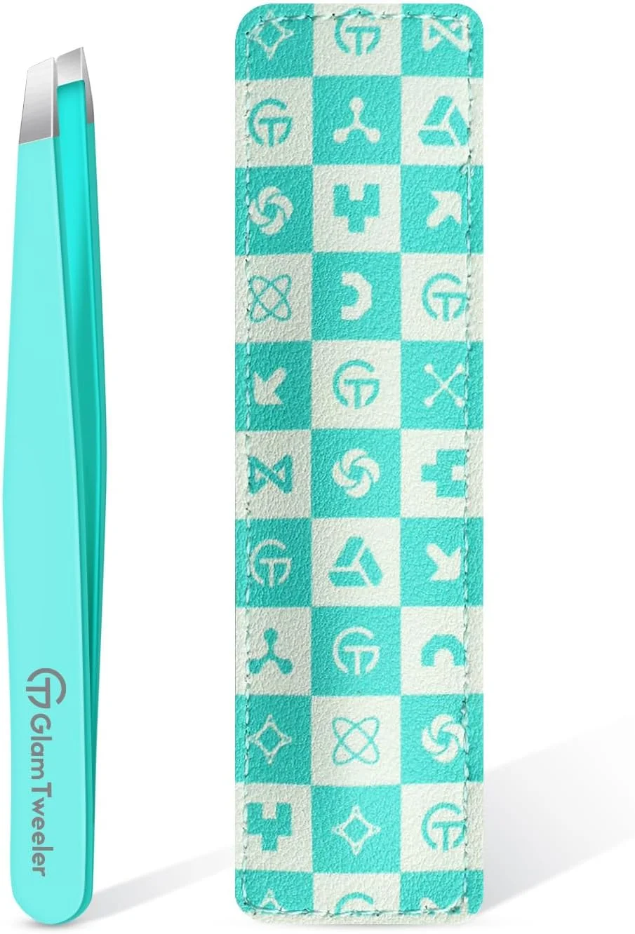 موچین حرفه ای اصلاح ابرو با کیف چرمی، موچین استیل ضد زنگ نوک مورب با دقت بالا GlamTweeler برای آقایان و بانوان (آبی تخم مرغی رابین) موچین حرفه ای اصلاح ابرو با کیف چرمی، موچین استیل ضد زنگ نوک مورب با دقت بالا GlamTweeler برای آقایان و بانوان (آبی تخم مرغی رابین)