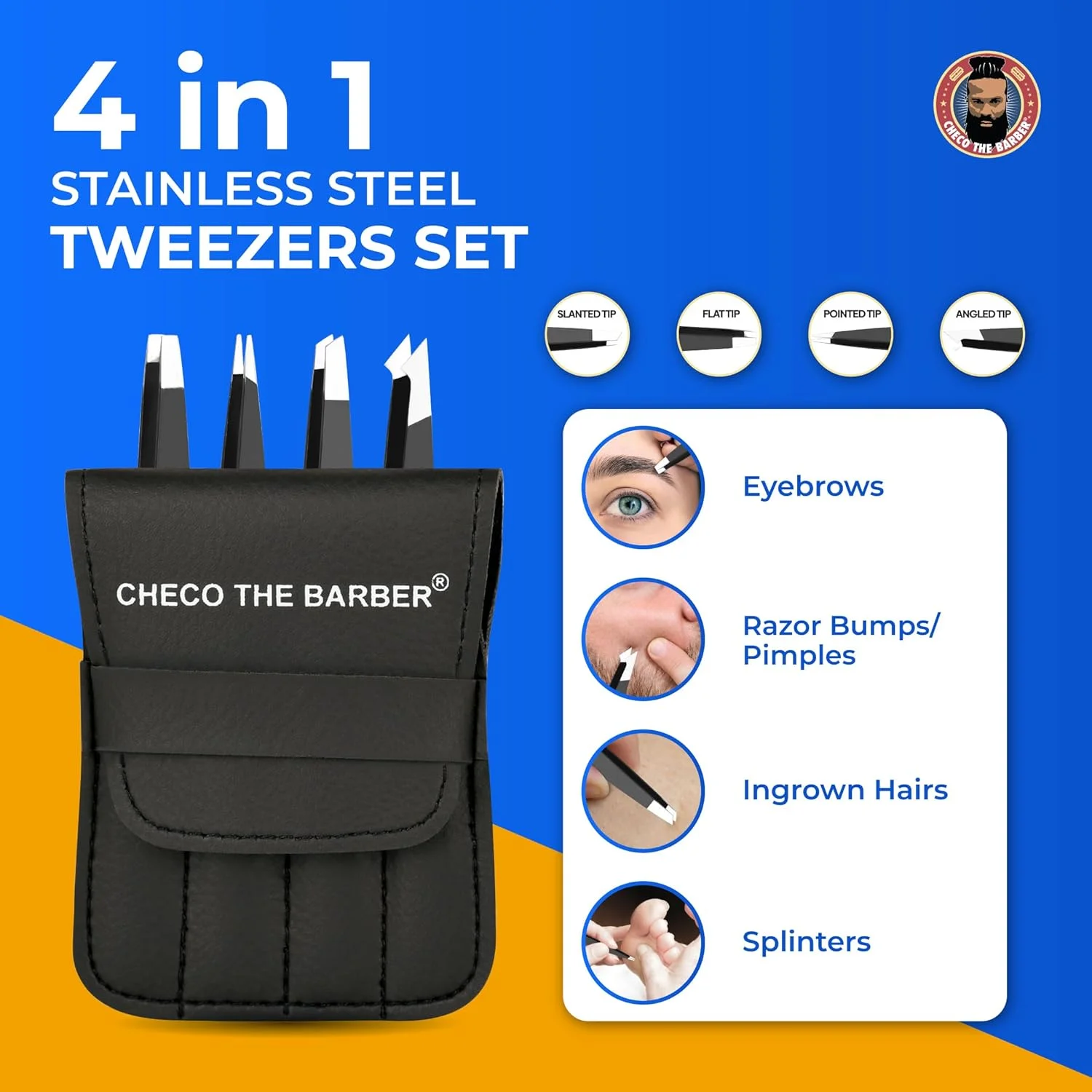 ست 3 عددی موچین و ابزار حذف جوش سرسیاه CHECO THE BARBER به همراه کیف مسافرتی، ست پیرایش - ایده آل برای موهای زیرپوستی، موهای ابرو، موهای بینی و صورت، خارهای ریز، موچین مراقبت از پوست ست 3 عددی موچین و ابزار حذف جوش سرسیاه CHECO THE BARBER به همراه کیف مسافرتی، ست پیرایش - ایده آل برای موهای زیرپوستی، موهای ابرو، موهای بینی و صورت، خارهای ریز، موچین مراقبت از پوست