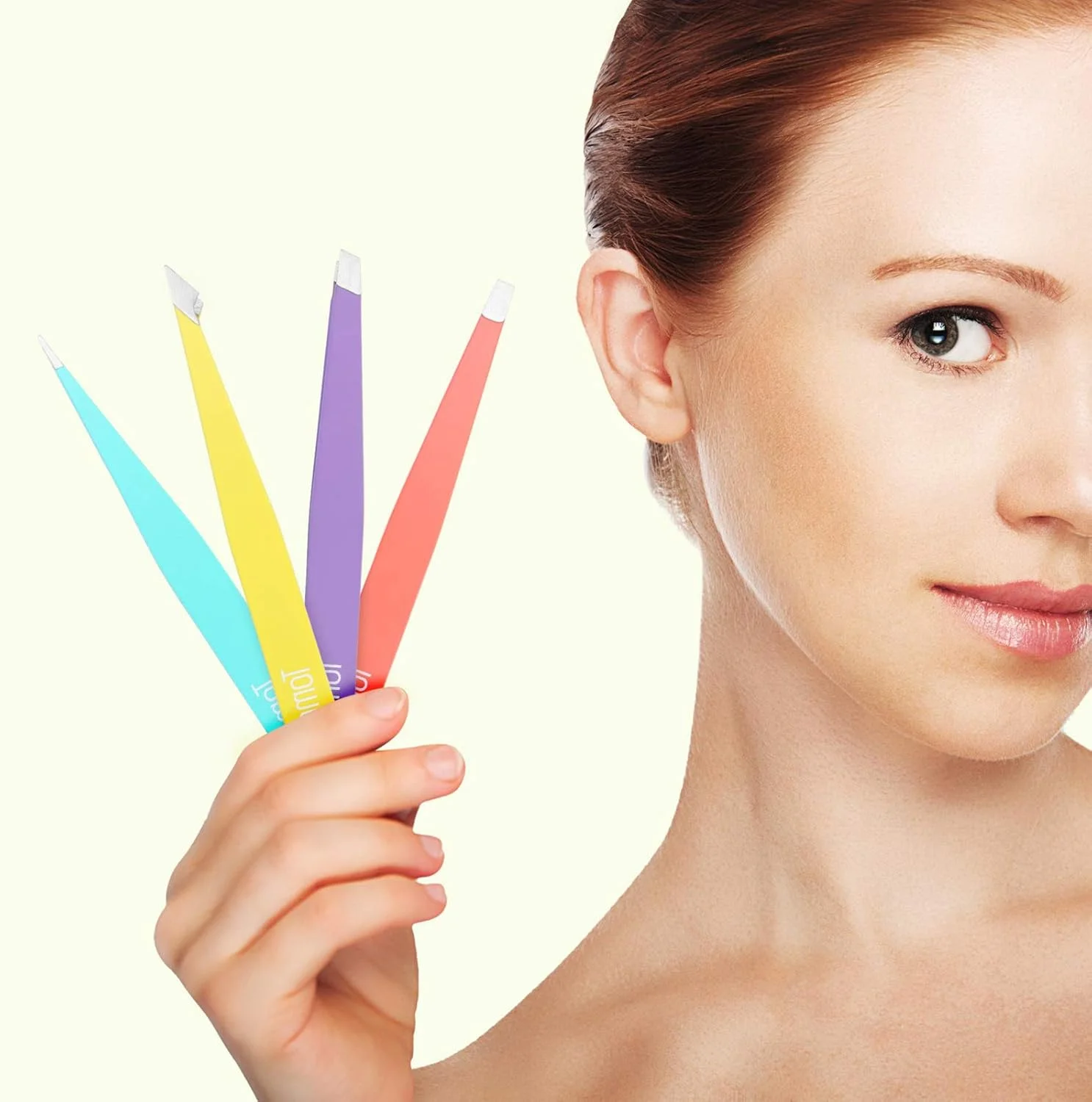 ست موچین ابرو Tomata، نوک مورب و نوک تیز، دقت عالی برای موهای صورت ابرو، موهای زیر پوستی، خار، جوش سر سیاه و حذف کننده کنه (4 تکه) (چند رنگ)
