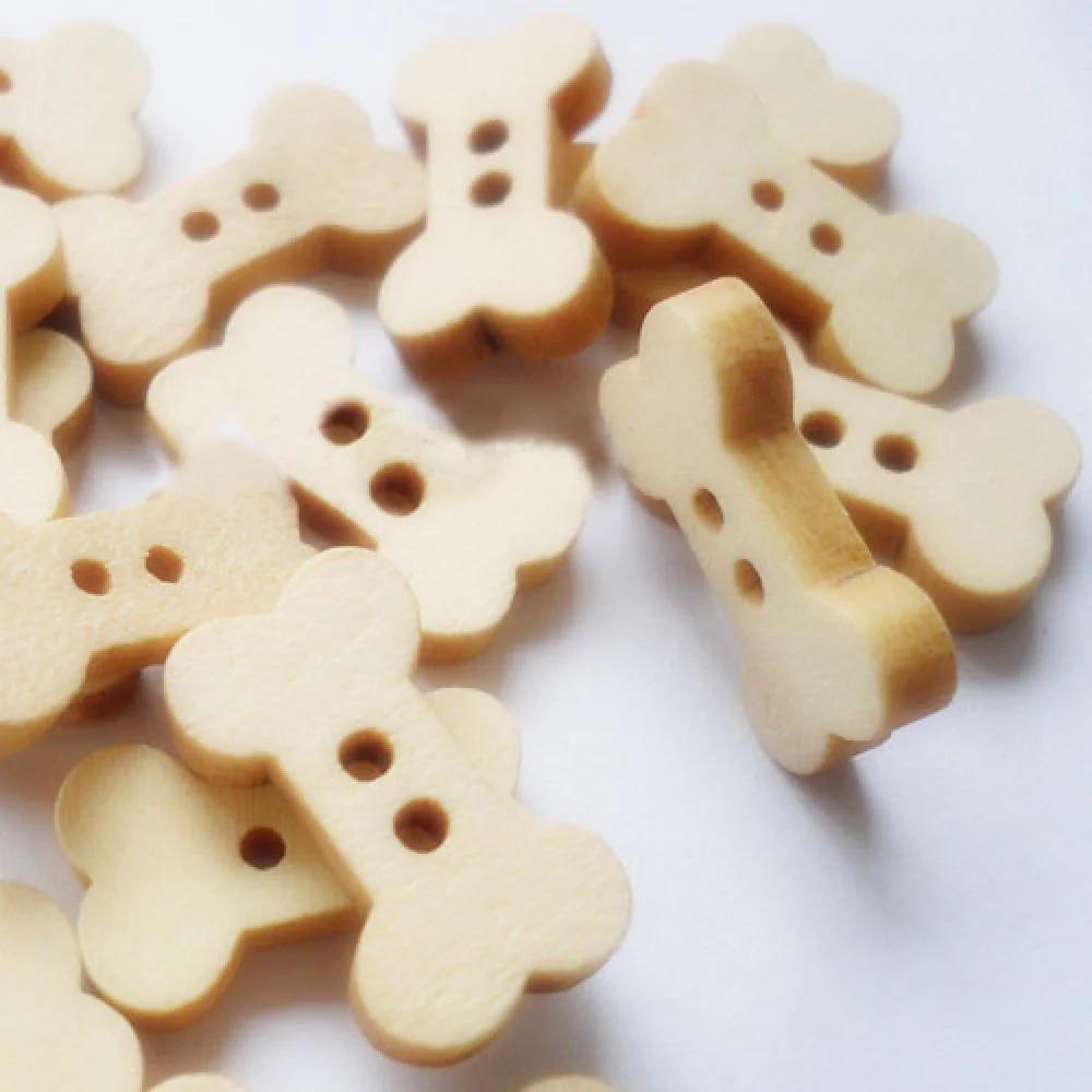 DanLingJewelry 100 عدد دکمه چوبی طرح استخوان سگ، دکمه های چوبی طرح استخوان 2 سوراخه برای خیاطی و بافندگی لباس