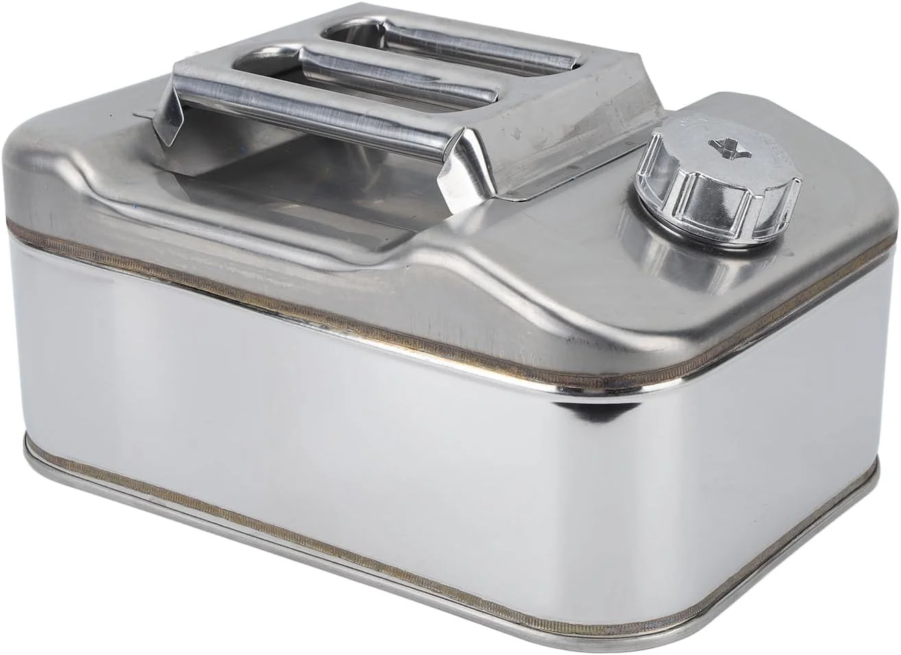 ظرف سوخت 10 لیتری Gearwell نقره ای از جنس استیل ضد زنگ، مناسب برای بنزین، آب و سایر مایعات، برای خودرو، ماشین چمن زنی، اره برقی و سایر تجهیزات