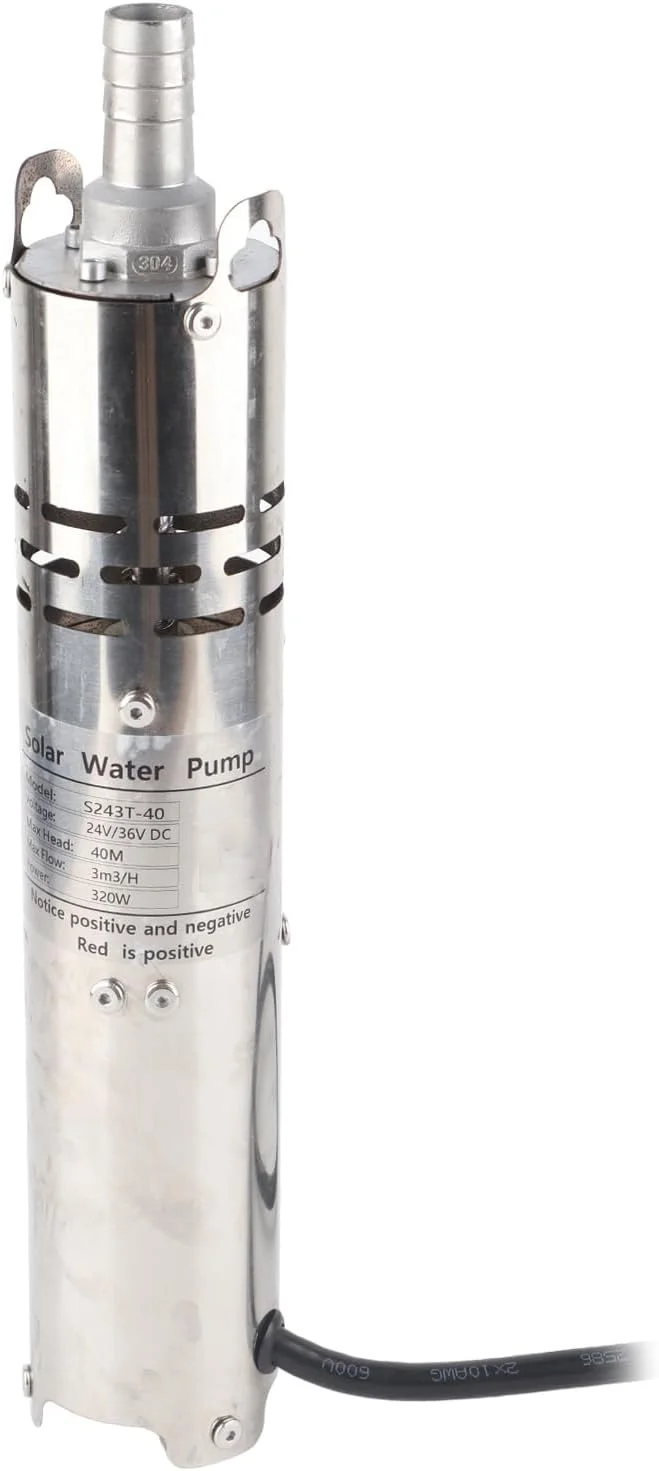 پمپ شناور Gearwell، پمپ آب خورشیدی 24 ولت با موتور DC براشلس، پمپ آهنربای دائم، پمپ چاه عمیق با کنترلر MPPT داخلی (S243T-40) پمپ شناور Gearwell، پمپ آب خورشیدی 24 ولت با موتور DC براشلس، پمپ آهنربای دائم، پمپ چاه عمیق با کنترلر MPPT داخلی (S243T-40)