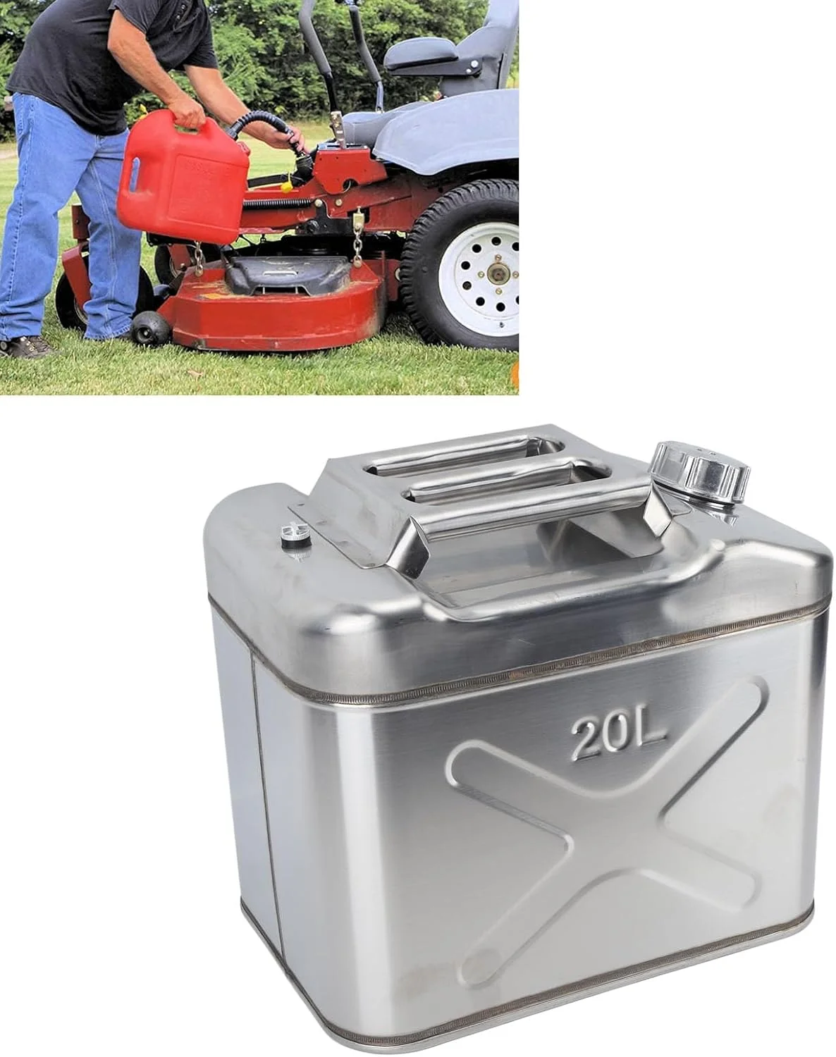 گالن سوخت 20 لیتری Gearwell از جنس استیل ضد زنگ، مقاوم در برابر خوردگی، قابل حمل برای بنزین، نفت و گازوئیل گالن سوخت 20 لیتری Gearwell از جنس استیل ضد زنگ، مقاوم در برابر خوردگی، قابل حمل برای بنزین، نفت و گازوئیل