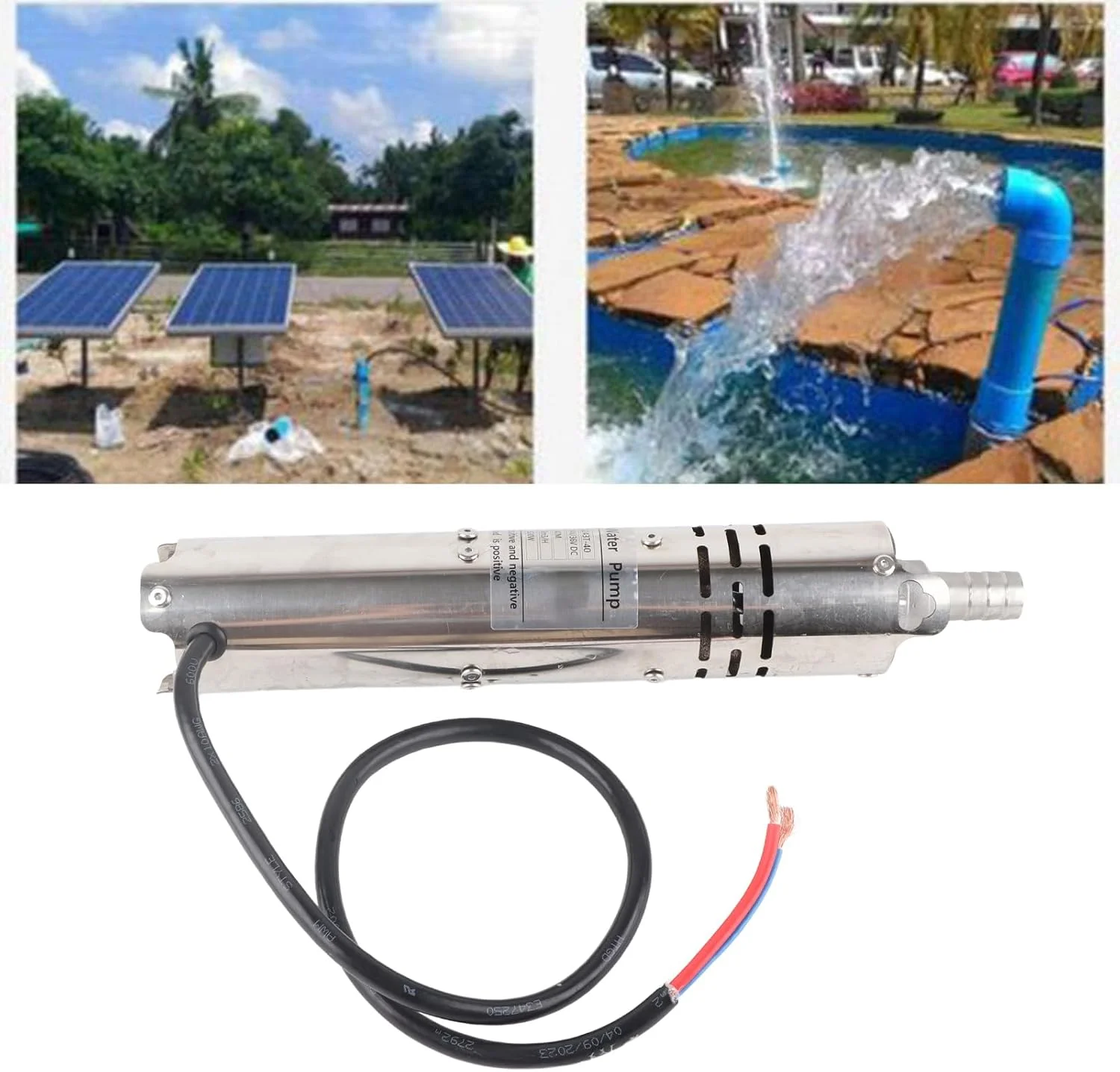 پمپ شناور Gearwell، پمپ آب خورشیدی 24 ولت با موتور DC براشلس، پمپ آهنربای دائم، پمپ چاه عمیق با کنترلر MPPT داخلی (S243T-40) پمپ شناور Gearwell، پمپ آب خورشیدی 24 ولت با موتور DC براشلس، پمپ آهنربای دائم، پمپ چاه عمیق با کنترلر MPPT داخلی (S243T-40)