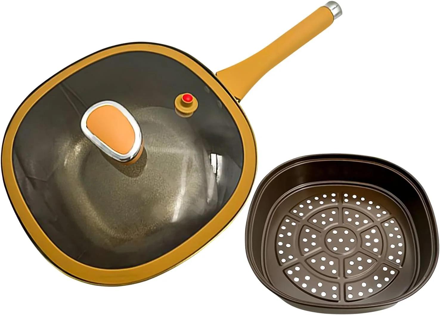 تابه، ماهیتابه و ماهیتابه درب‌دار، ماهیتابه ۱۲ اینچی با دسته ارگونومیک برای آشپزی در فر، آشپزخانه خانگی، کمپینگ داخل و خارج از منزل