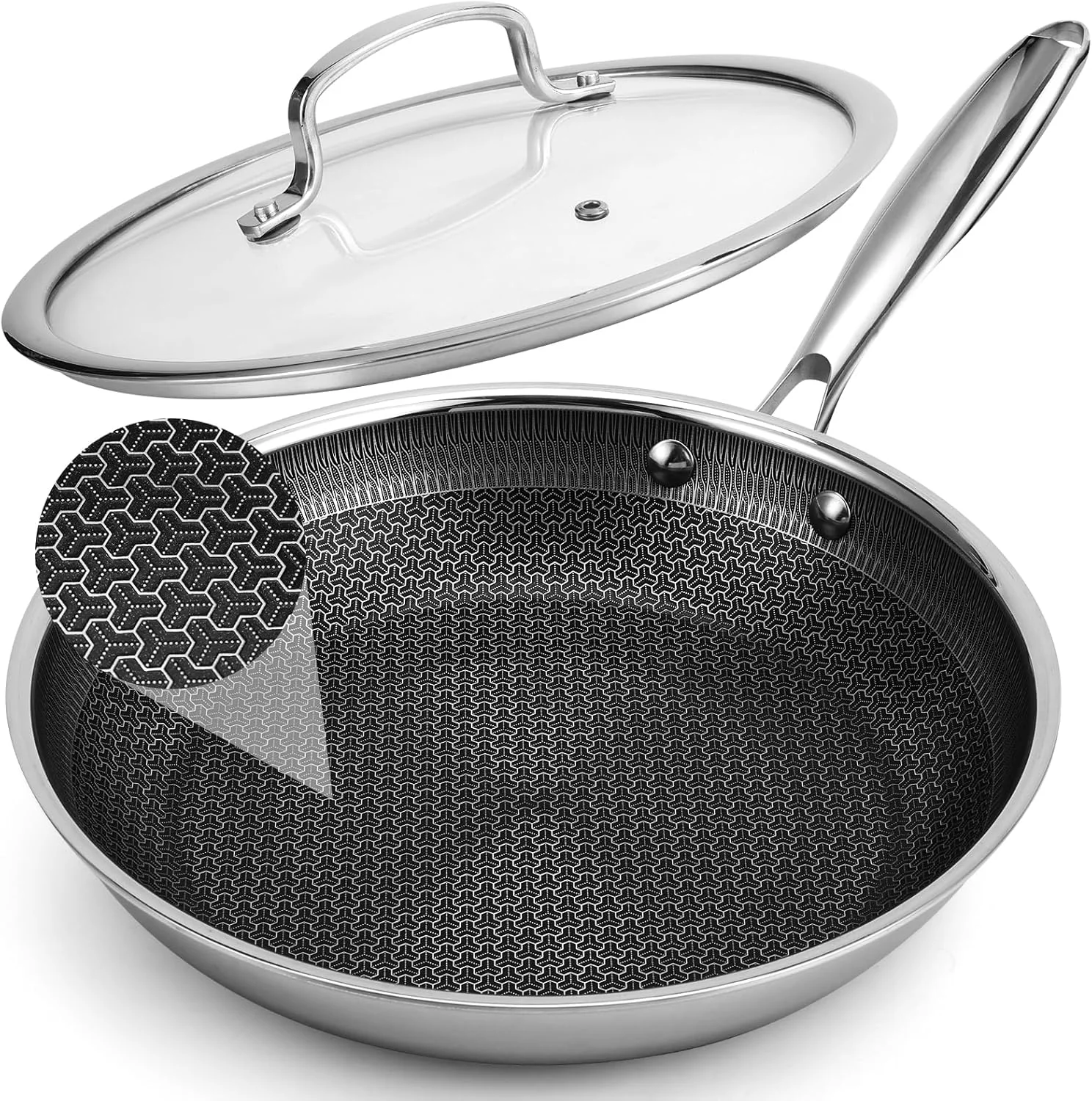 تابه نچسب هیبریدی 12 اینچی Tibbicc، تابه استیل ضد زنگ، تابه سرآشپز با درب، ظروف نچسب بدون PFOA و غیر سمی، قابل شستشو در ماشین ظرفشویی و قابل استفاده در فر، سازگار با اجاق القایی تابه نچسب هیبریدی 12 اینچی Tibbicc، تابه استیل ضد زنگ، تابه سرآشپز با درب، ظروف نچسب بدون PFOA و غیر سمی، قابل شستشو در ماشین ظرفشویی و قابل استفاده در فر، سازگار با اجاق القایی