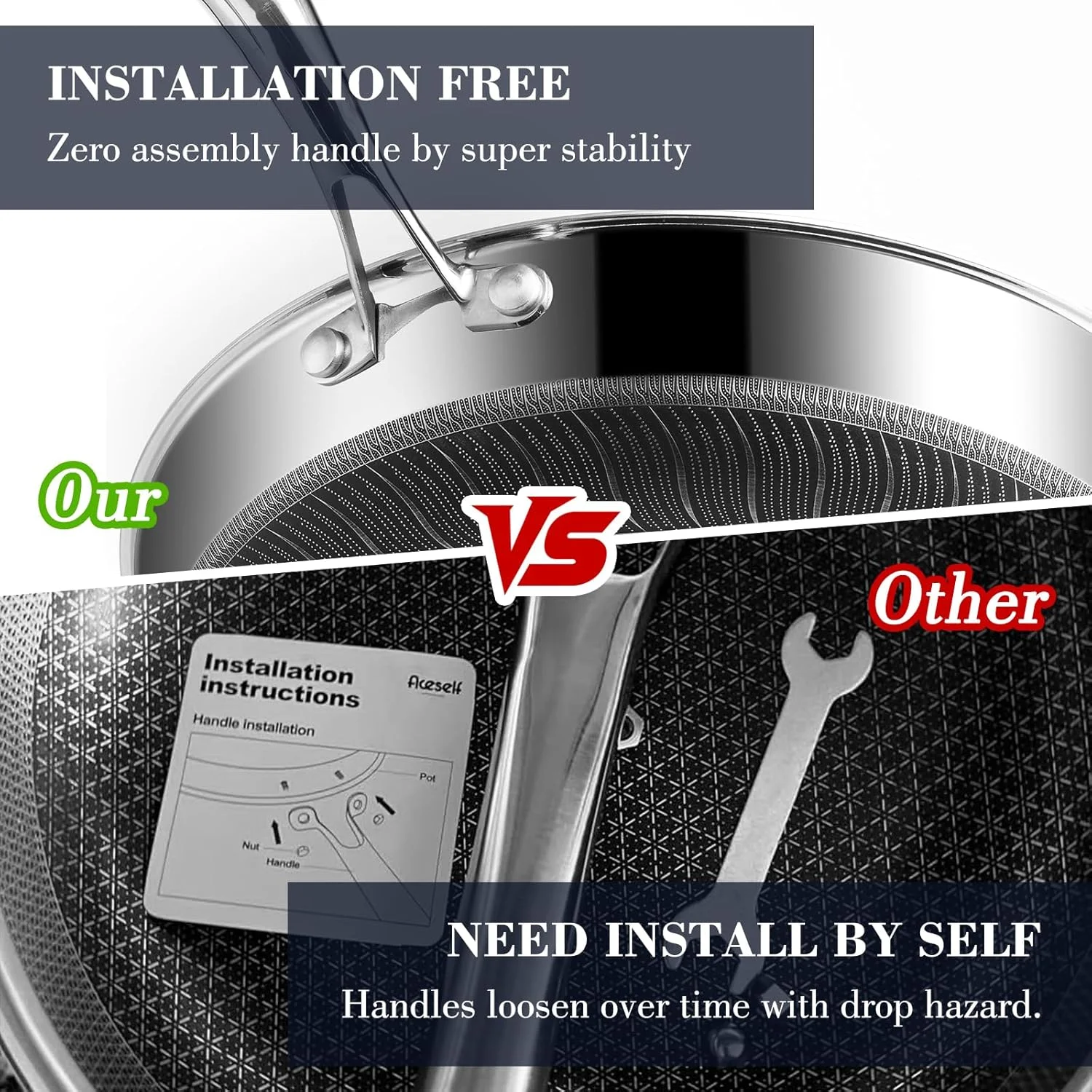 تابه نچسب هیبریدی 12 اینچی Tibbicc، تابه استیل ضد زنگ، تابه سرآشپز با درب، ظروف نچسب بدون PFOA و غیر سمی، قابل شستشو در ماشین ظرفشویی و قابل استفاده در فر، سازگار با اجاق القایی تابه نچسب هیبریدی 12 اینچی Tibbicc، تابه استیل ضد زنگ، تابه سرآشپز با درب، ظروف نچسب بدون PFOA و غیر سمی، قابل شستشو در ماشین ظرفشویی و قابل استفاده در فر، سازگار با اجاق القایی