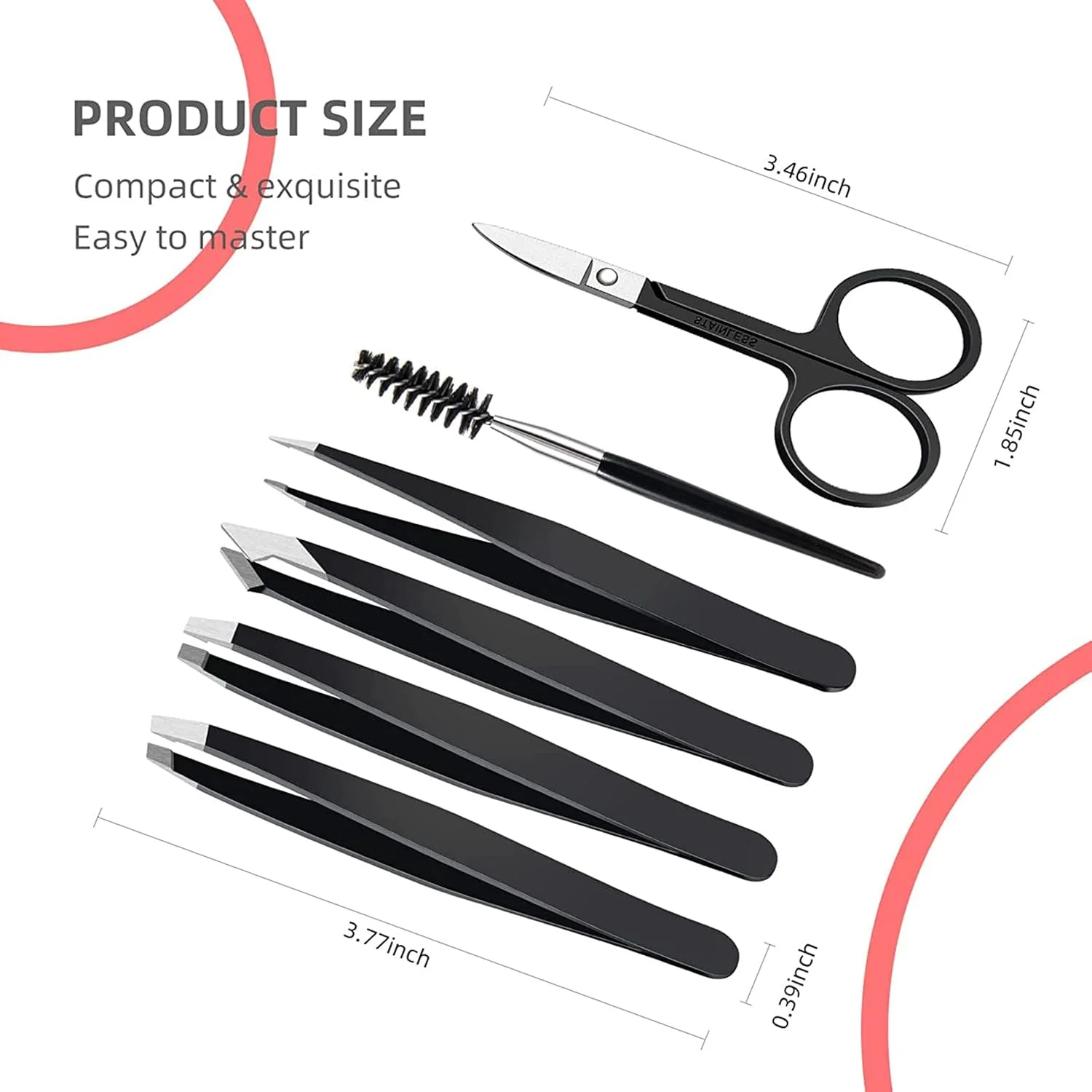 ست موچین BOMEKS، 6 عدد موچین استیل ضد زنگ حرفه ای، ست موچین ابرو با کیف برای موهای صورت و موهای زیر پوستی، ابزار زیبایی روزانه، مشکی ست موچین BOMEKS، 6 عدد موچین استیل ضد زنگ حرفه ای، ست موچین ابرو با کیف برای موهای صورت و موهای زیر پوستی، ابزار زیبایی روزانه، مشکی