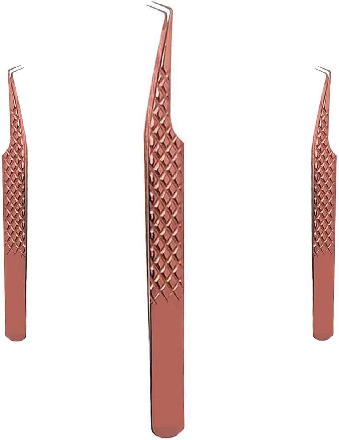 موچین اکستنشن مژه LOZZBY حرفه ای زاویه 90 درجه طرح الماس رزگلد، موچین دقیق استیل ضد زنگ 1 عددی به همراه جعبه مشکی