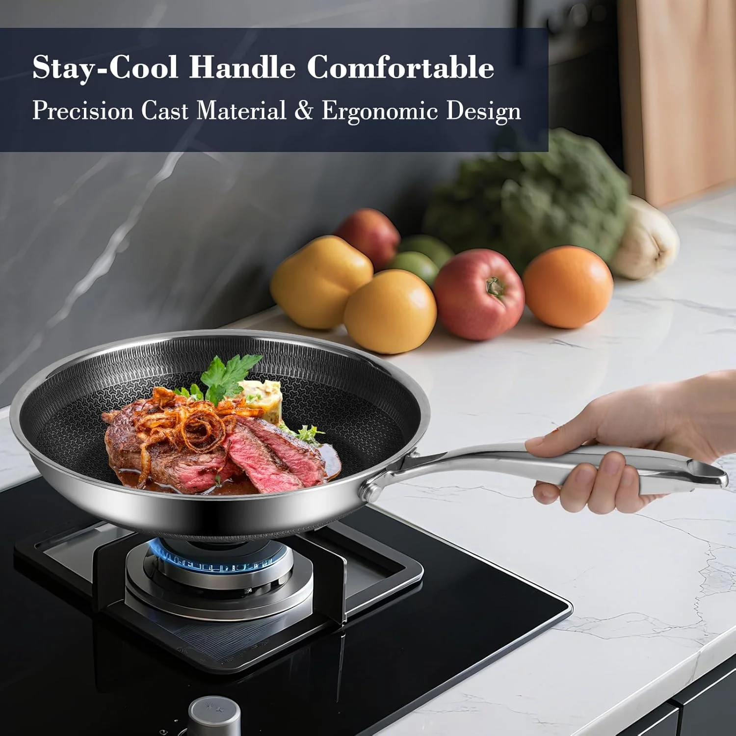 تابه نچسب هیبریدی 12 اینچی Tibbicc، تابه استیل ضد زنگ، تابه سرآشپز با درب، ظروف نچسب بدون PFOA و غیر سمی، قابل شستشو در ماشین ظرفشویی و قابل استفاده در فر، سازگار با اجاق القایی تابه نچسب هیبریدی 12 اینچی Tibbicc، تابه استیل ضد زنگ، تابه سرآشپز با درب، ظروف نچسب بدون PFOA و غیر سمی، قابل شستشو در ماشین ظرفشویی و قابل استفاده در فر، سازگار با اجاق القایی