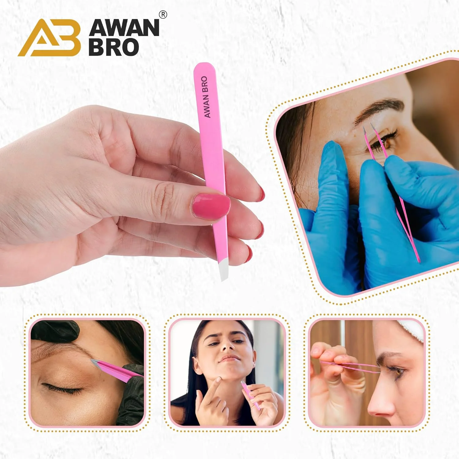 AWAB BRO - موچین ابرو دقیق برای از بین بردن موهای صورت زنان، ست موچین صورتی 4 تایی، نوک های مورب، نوک تیز، گرد و تخت با کیف حمل برای از بین بردن موهای زیر پوستی و حالت دهنده ابرو. AWAB BRO - موچین ابرو دقیق برای از بین بردن موهای صورت زنان، ست موچین صورتی 4 تایی، نوک های مورب، نوک تیز، گرد و تخت با کیف حمل برای از بین بردن موهای زیر پوستی و حالت دهنده ابرو.