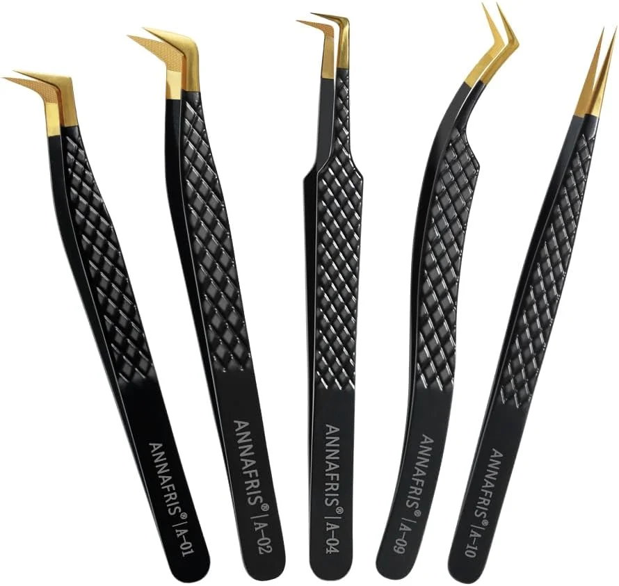 موچین مژه آنافریس برای مژه، موچین اکستنشن مژه، استیل ضد زنگ راه راه، موچین دقیق (A1+2+4+9+10) موچین مژه آنافریس برای مژه، موچین اکستنشن مژه، استیل ضد زنگ راه راه، موچین دقیق (A1+2+4+9+10)