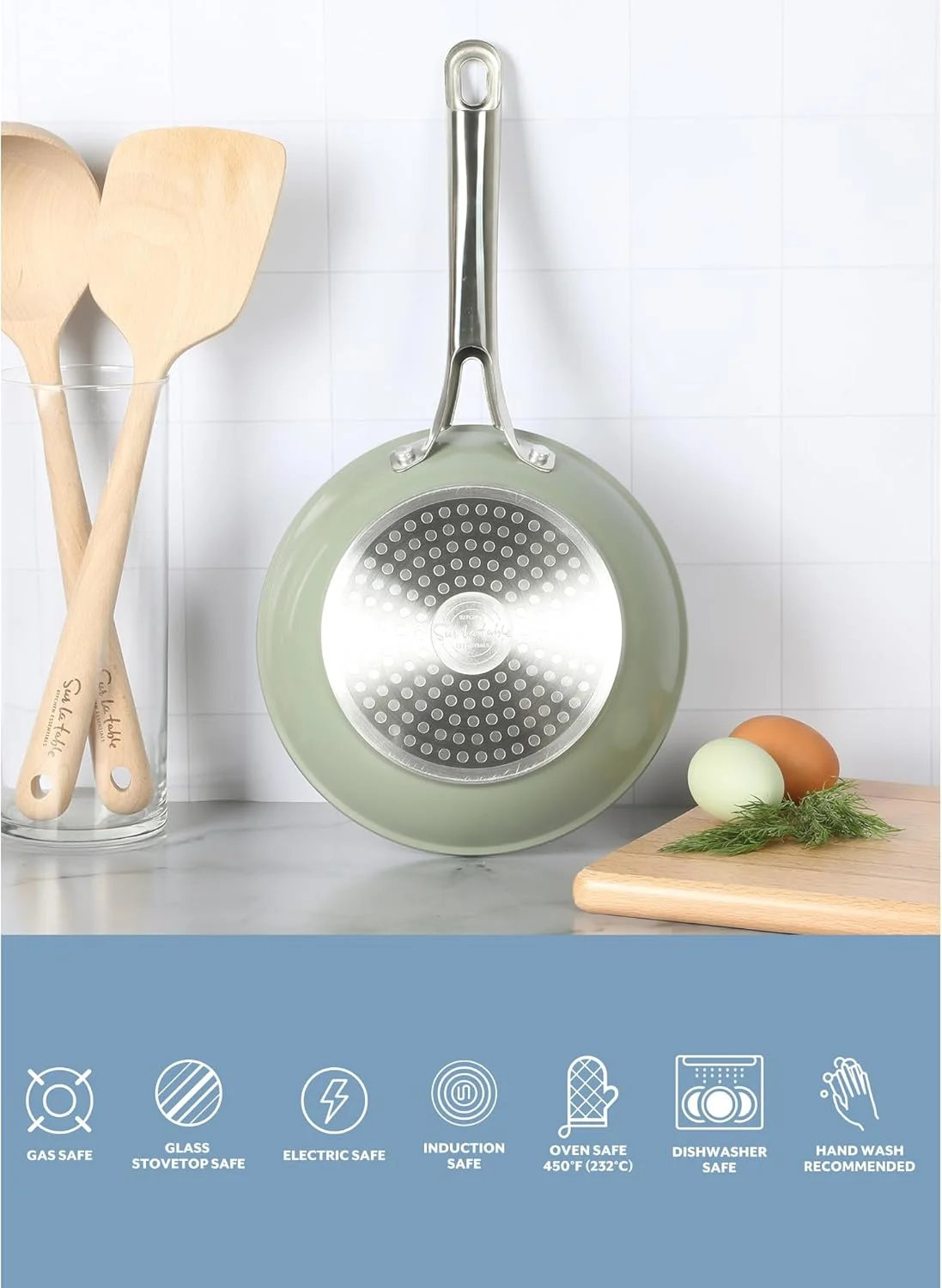 تابه سرخ کردنی 20 سانتی متری سور لا تابل، فاقد PFA، سرامیک تیتانیوم نچسب، ظروف آلومینیومی فورج شده - سبز - سازگار با اجاق های القایی تابه سرخ کردنی 20 سانتی متری سور لا تابل، فاقد PFA، سرامیک تیتانیوم نچسب، ظروف آلومینیومی فورج شده - سبز - سازگار با اجاق های القایی