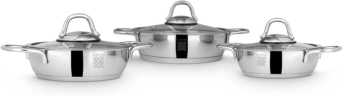 ست تابه تخم مرغ 6 پارچه سرنک، تابه استیل ضد زنگ 5، 6 و 7 اینچی با درب، تابه پخت املت حرفه ای، کپسول کف، قابل شستشو در ماشین ظرفشویی، ظروف پخت و پز القایی ست تابه تخم مرغ 6 پارچه سرنک، تابه استیل ضد زنگ 5، 6 و 7 اینچی با درب، تابه پخت املت حرفه ای، کپسول کف، قابل شستشو در ماشین ظرفشویی، ظروف پخت و پز القایی