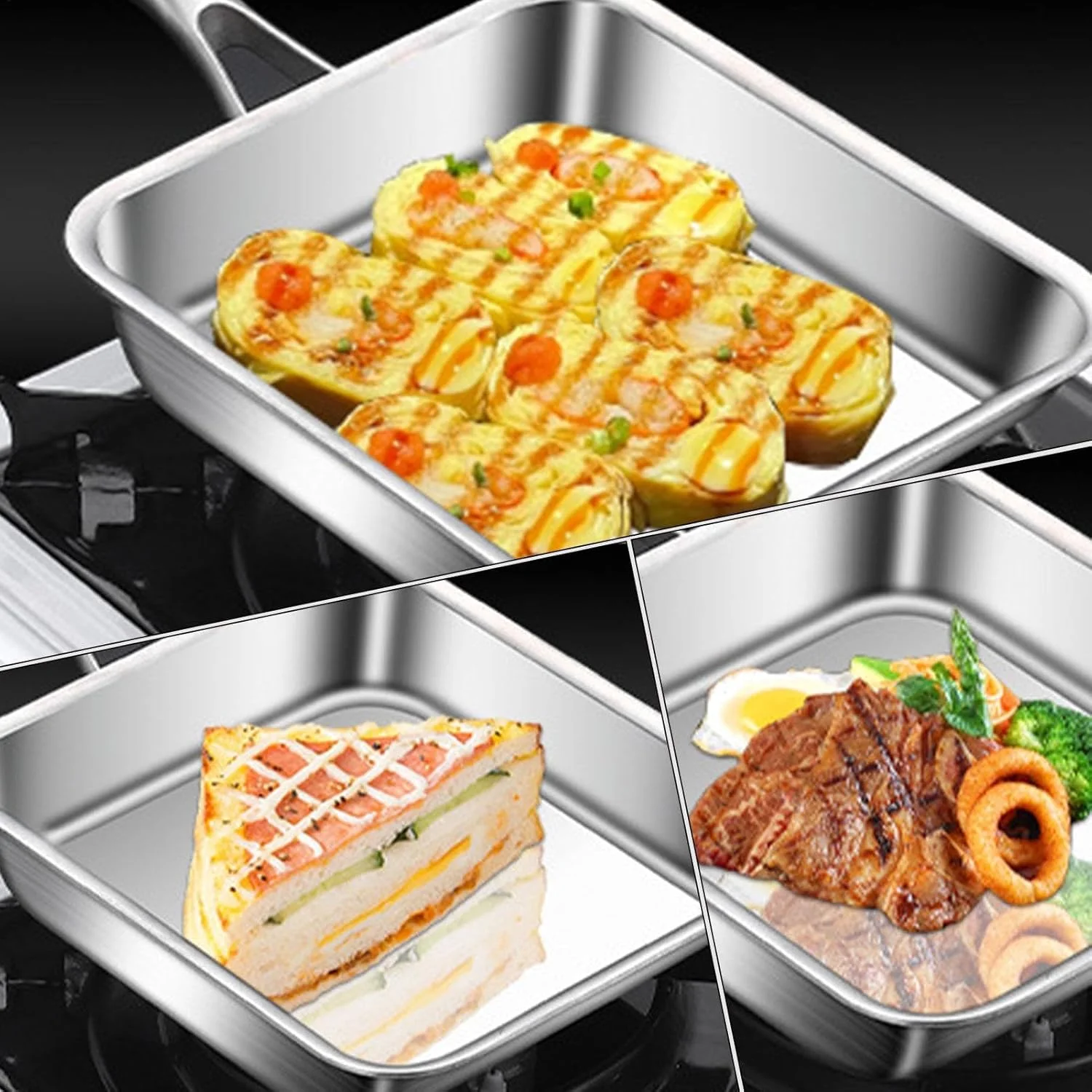 Nonstick Square Frying Pan, 3-Ply Stainless Steel Deep Skillet, Small Nonstick Egg Pan, Durable Scratch-Resistant Cookware, Induction Compatible Multipurpose Pan for Eggs and Everyday Cooking Nonstick Square Frying Pan, 3-Ply Stainless Steel Deep Skillet, Small Nonstick Egg Pan, Durable Scratch-Resistant Cookware, Induction Compatible Multipurpose Pan for Eggs and Everyday Cooking