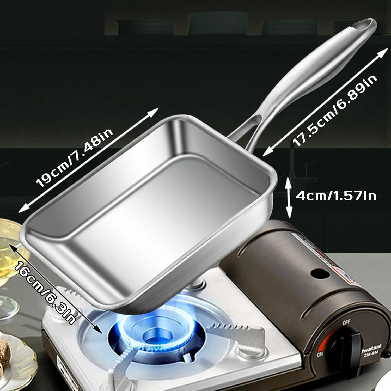 Nonstick Square Frying Pan, 3-Ply Stainless Steel Deep Skillet, Small Nonstick Egg Pan, Durable Scratch-Resistant Cookware, Induction Compatible Multipurpose Pan for Eggs and Everyday Cooking Nonstick Square Frying Pan, 3-Ply Stainless Steel Deep Skillet, Small Nonstick Egg Pan, Durable Scratch-Resistant Cookware, Induction Compatible Multipurpose Pan for Eggs and Everyday Cooking