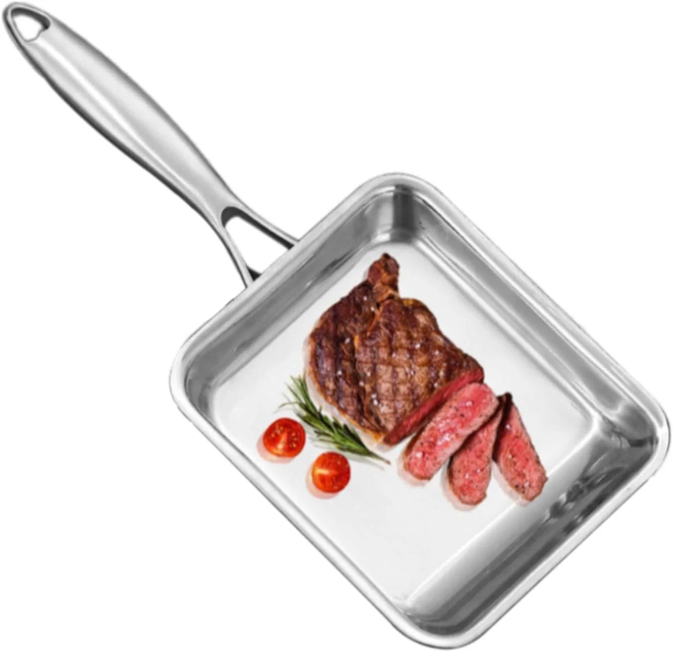 Nonstick Square Frying Pan, 3-Ply Stainless Steel Deep Skillet, Small Nonstick Egg Pan, Durable Scratch-Resistant Cookware, Induction Compatible Multipurpose Pan for Eggs and Everyday Cooking Nonstick Square Frying Pan, 3-Ply Stainless Steel Deep Skillet, Small Nonstick Egg Pan, Durable Scratch-Resistant Cookware, Induction Compatible Multipurpose Pan for Eggs and Everyday Cooking